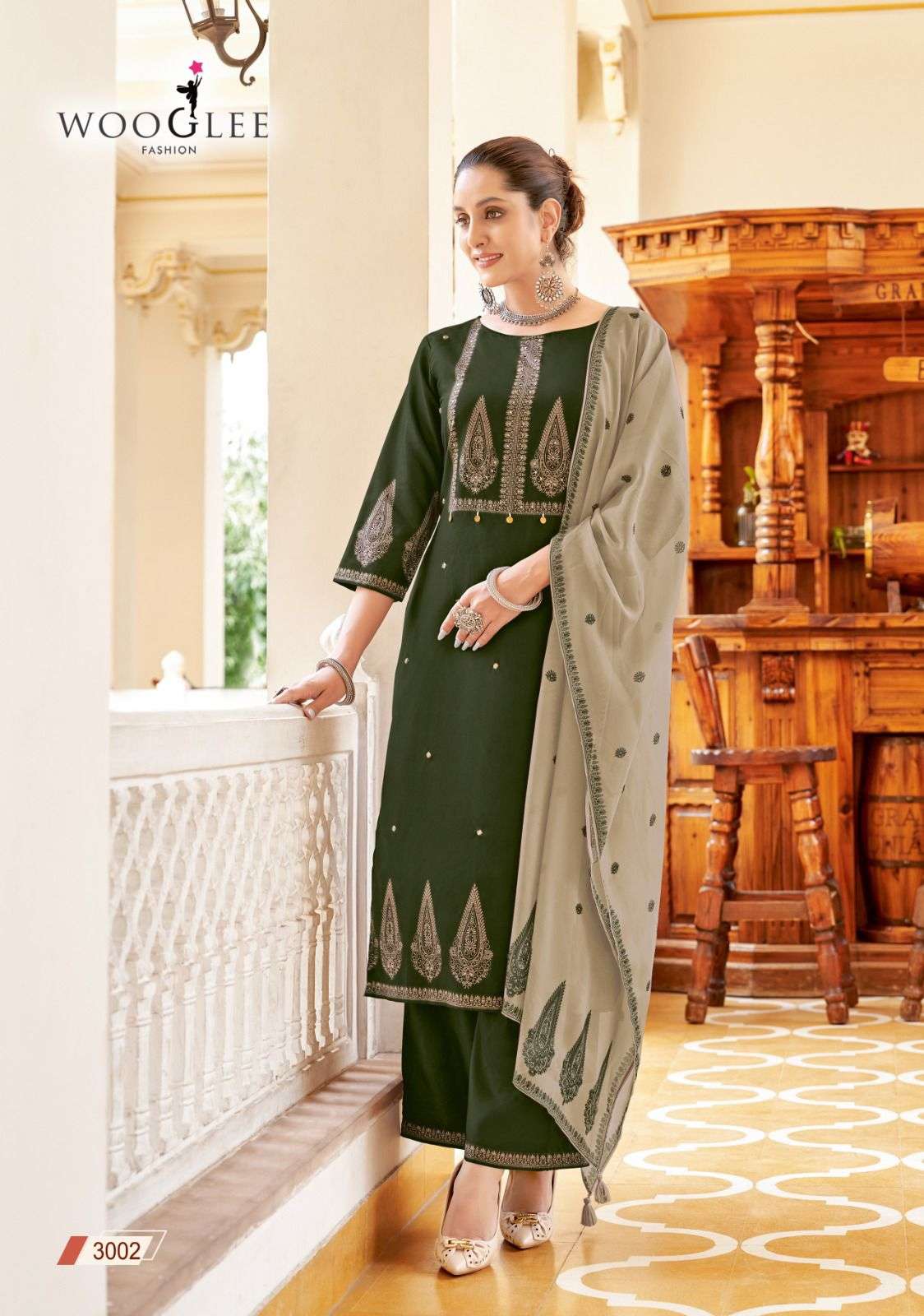WOOGLEE SWARAJ VISCOSE FANCY DESIGNER WORK KURTI COMBO SET 