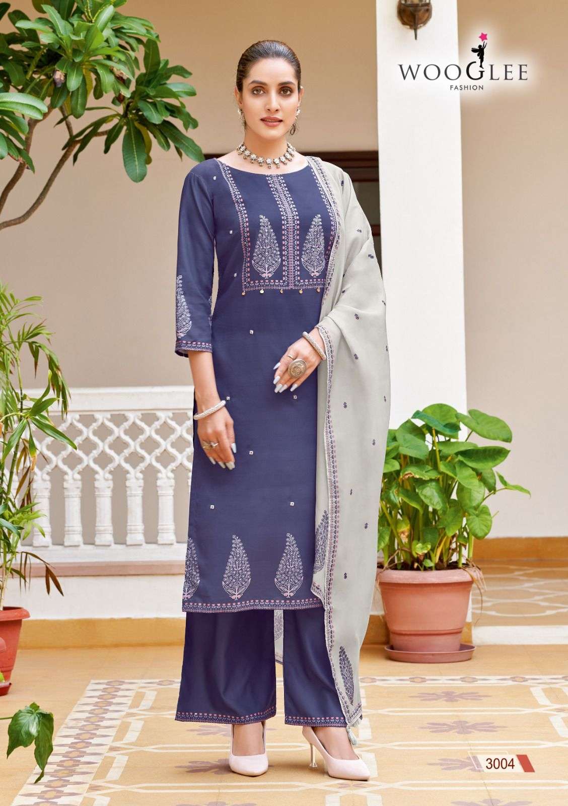 WOOGLEE SWARAJ VISCOSE FANCY DESIGNER WORK KURTI COMBO SET 