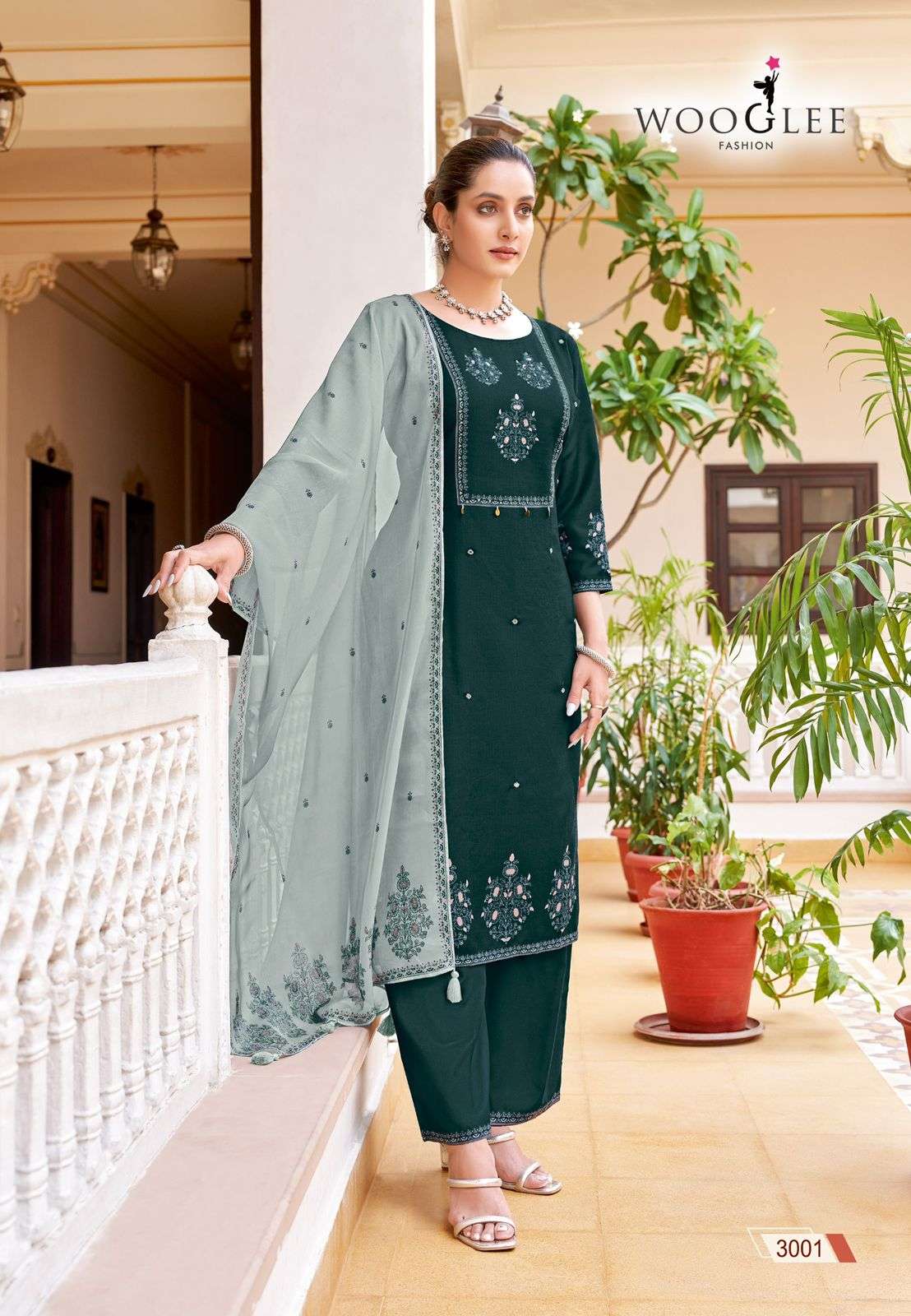 WOOGLEE SWARAJ VISCOSE FANCY DESIGNER WORK KURTI COMBO SET 