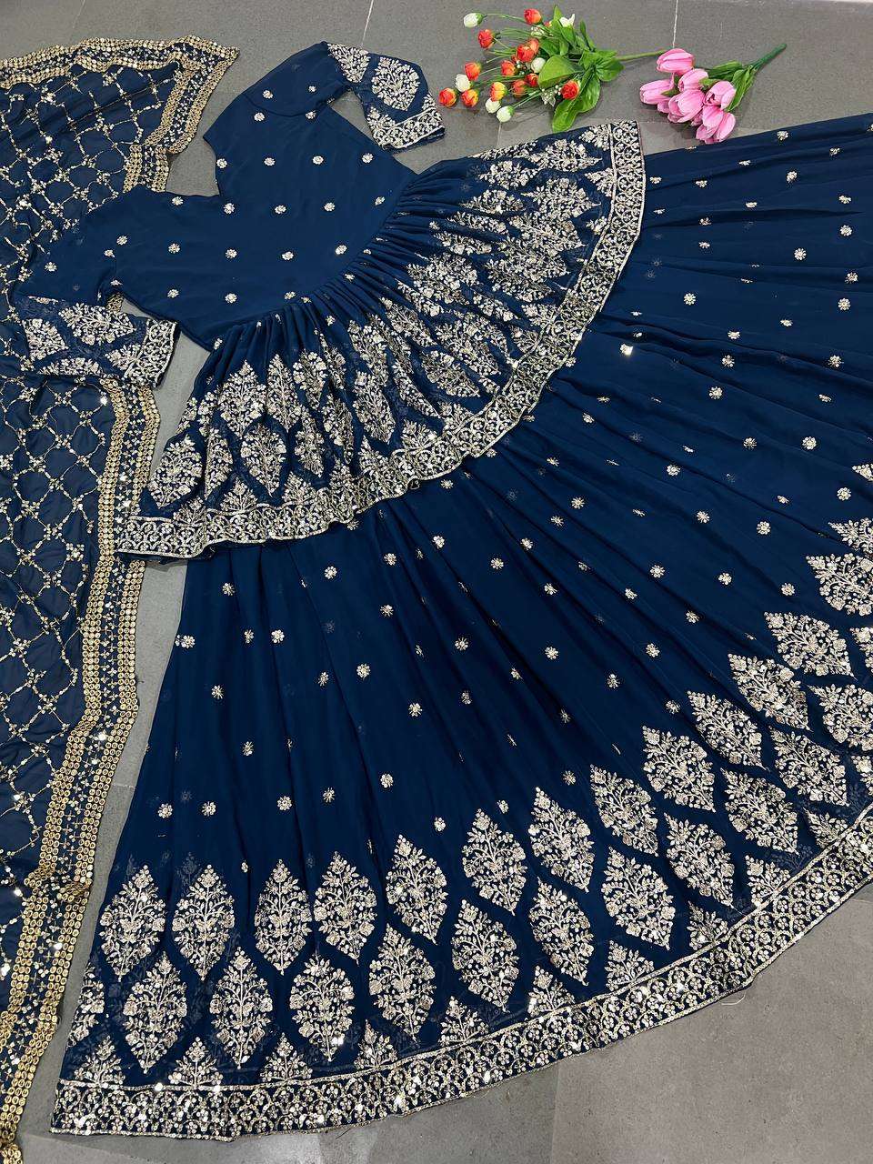 ZF 258 GEORGETTE HEAVY DESIGNER FESTIVE WEAR LEHENGA 