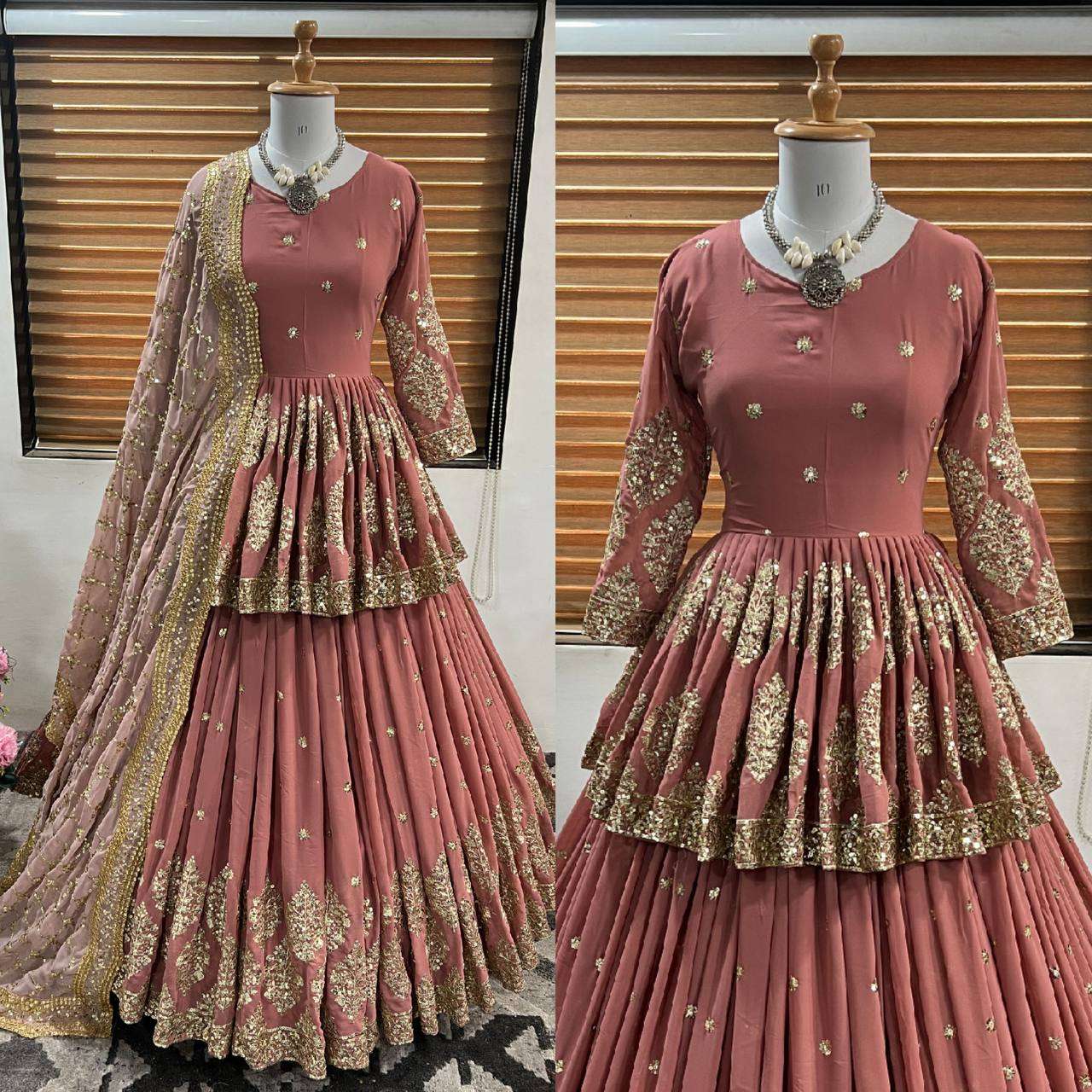 ZF 258 GEORGETTE HEAVY DESIGNER FESTIVE WEAR LEHENGA 