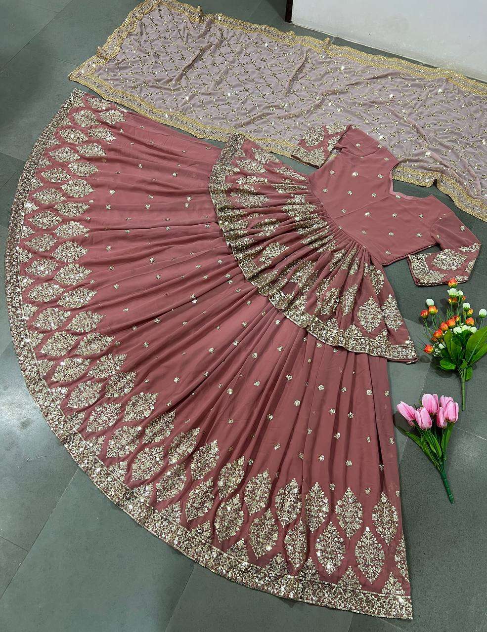 ZF 258 GEORGETTE HEAVY DESIGNER FESTIVE WEAR LEHENGA 