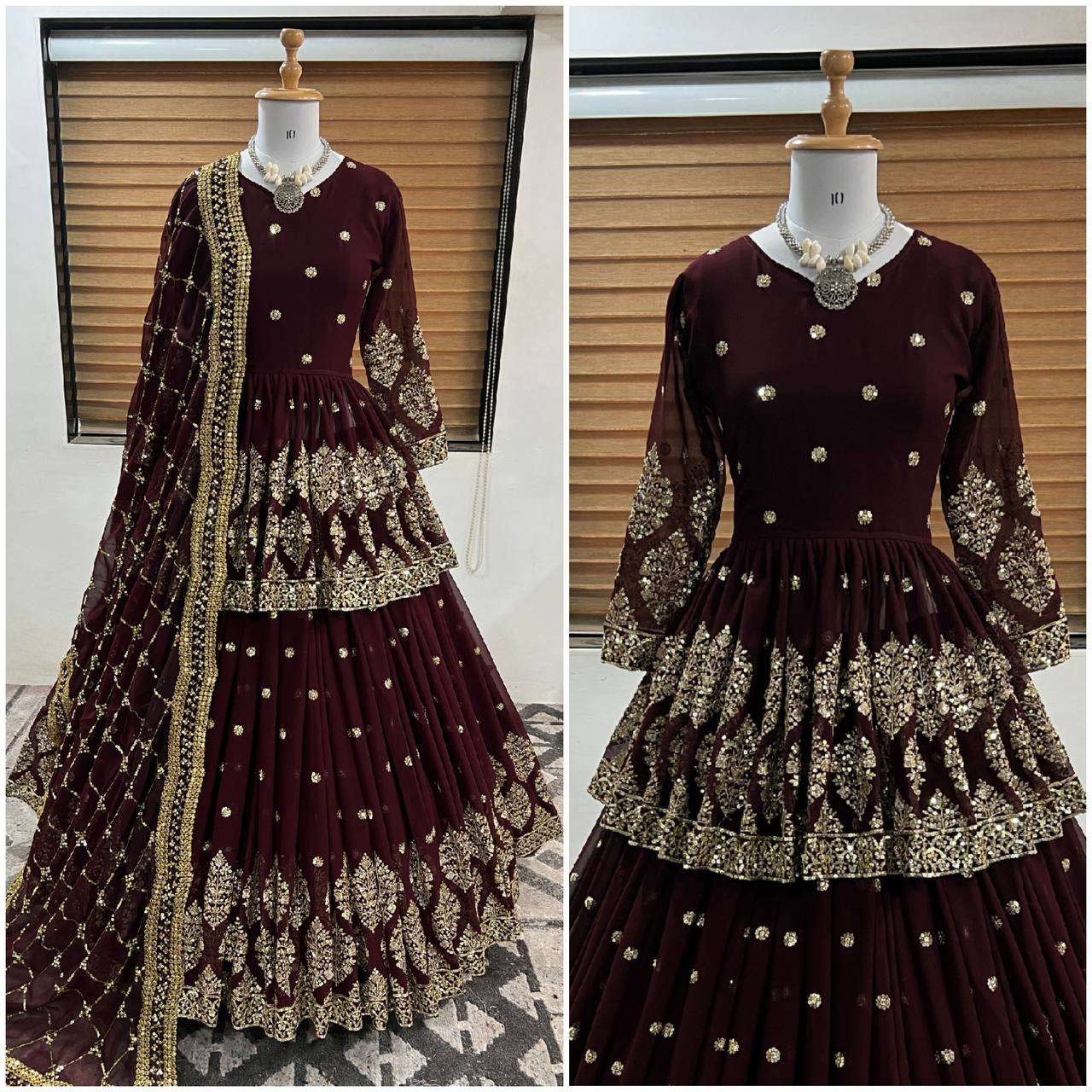 ZF 258 GEORGETTE HEAVY DESIGNER FESTIVE WEAR LEHENGA 