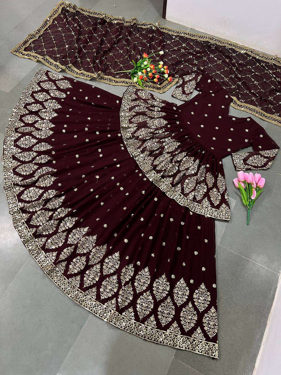 ZF 258 GEORGETTE HEAVY DESIGNER FESTIVE WEAR LEHENGA 
