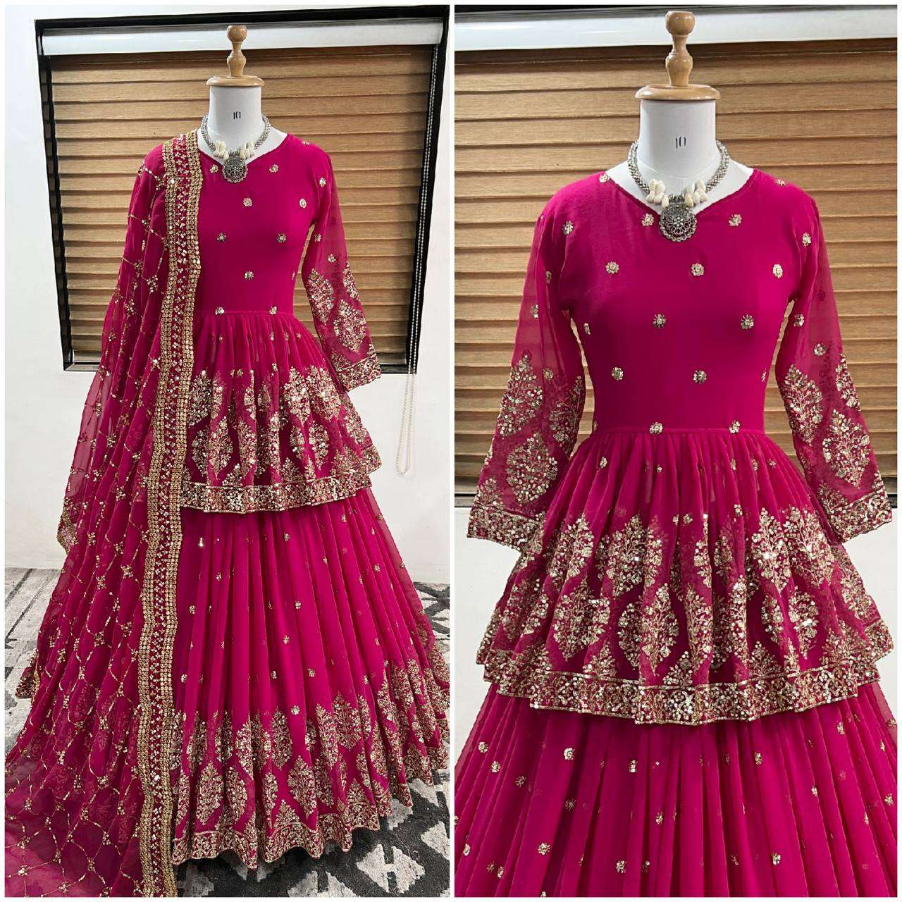 ZF 258 GEORGETTE HEAVY DESIGNER FESTIVE WEAR LEHENGA 