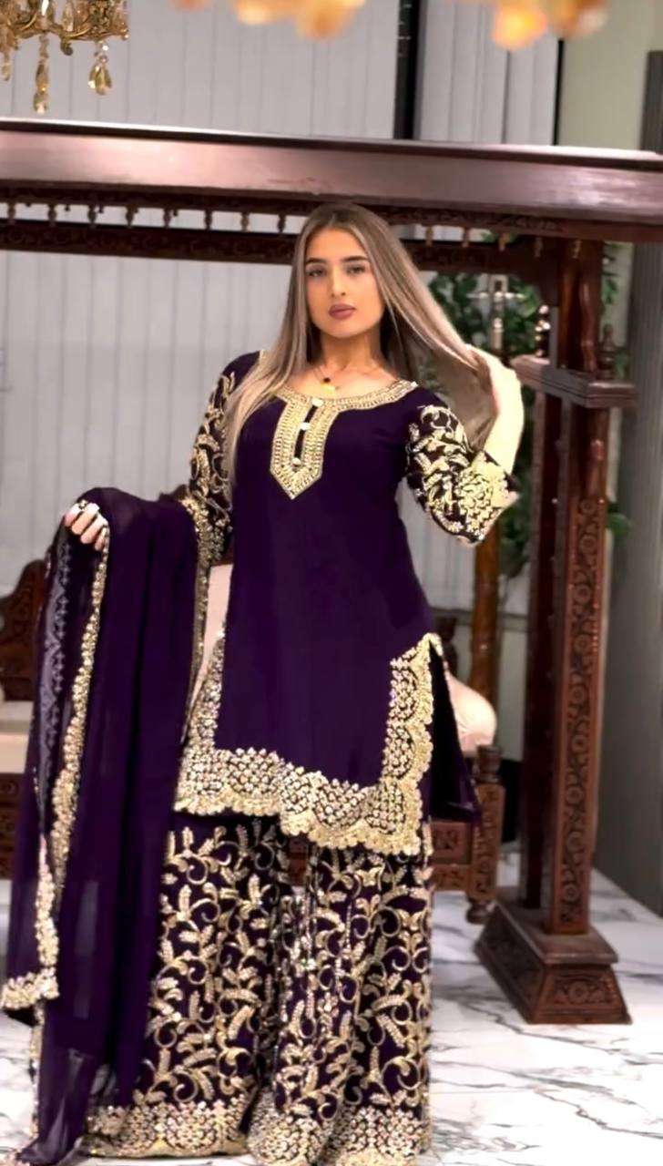 ZF 406 HEAVY BEAUTIFUL DESIGNER WEDDING WEAR SHARARA SUIT