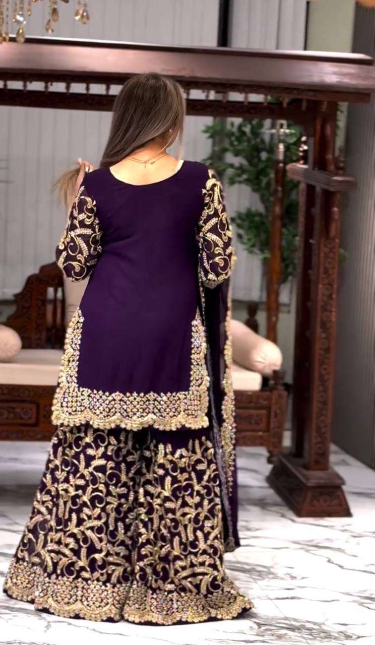 ZF 406 HEAVY BEAUTIFUL DESIGNER WEDDING WEAR SHARARA SUIT