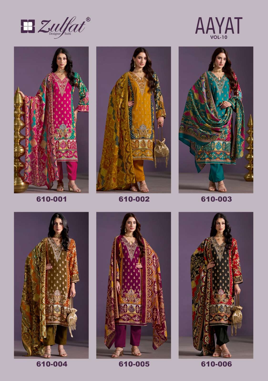 ZULFAT DESIGNER SUITS AAYAT VOL 10 VISCOSE FANCY WORK SALWAR SUIT