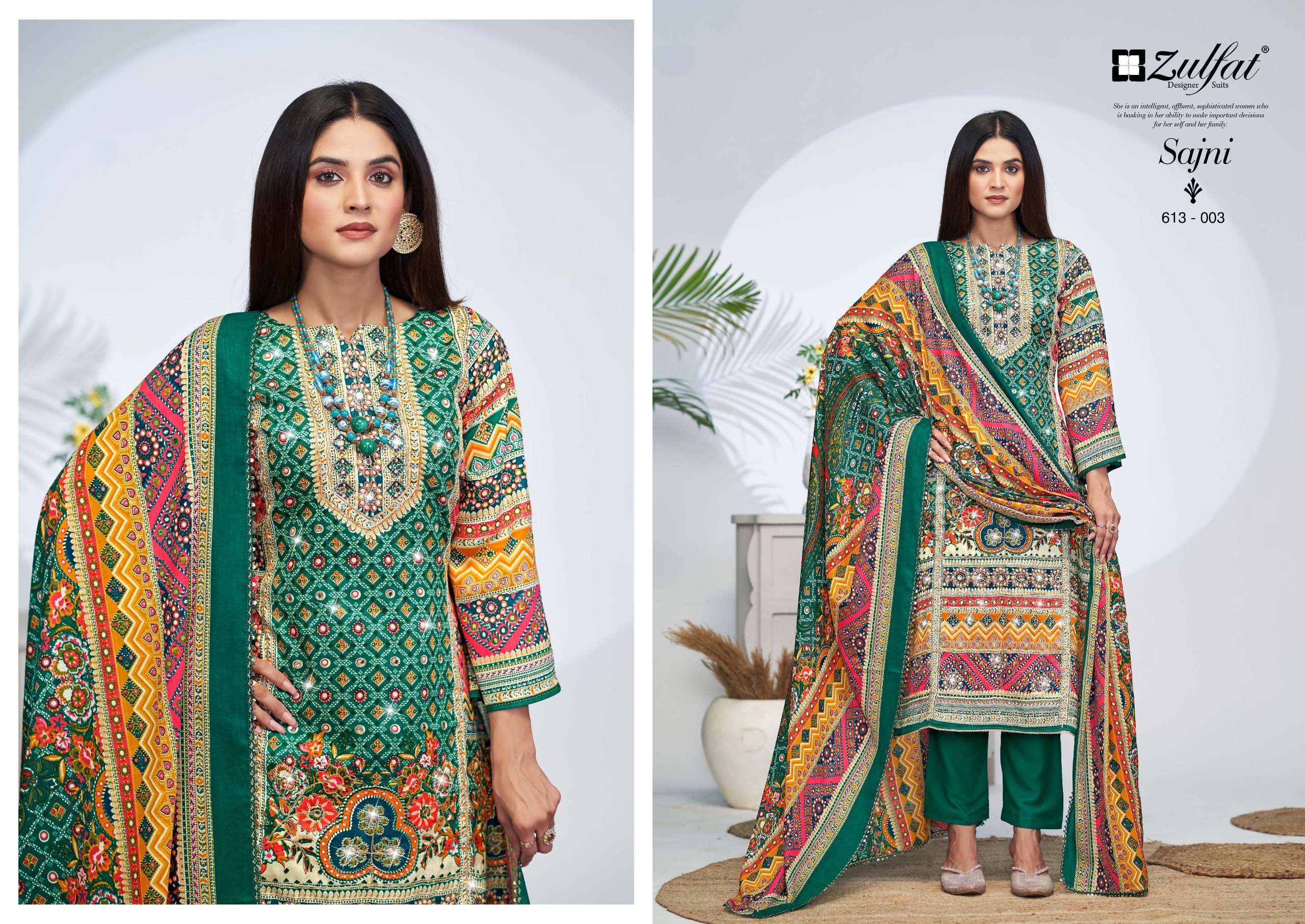 ZULFAT DESIGNER SUITS SAJNI VOL 4 JAM COTTON PRINT WITH FANCY WORK SUIT