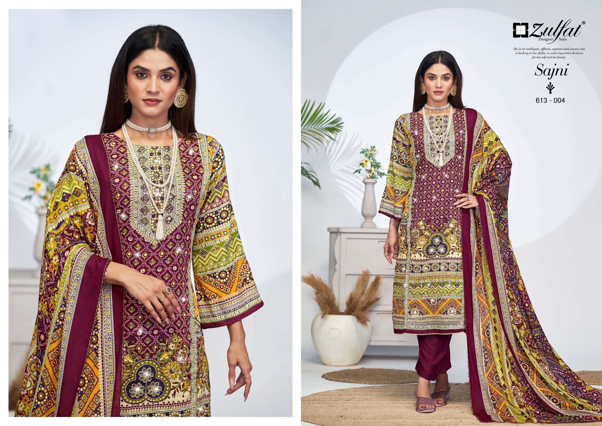 ZULFAT DESIGNER SUITS SAJNI VOL 4 JAM COTTON PRINT WITH FANCY WORK SUIT