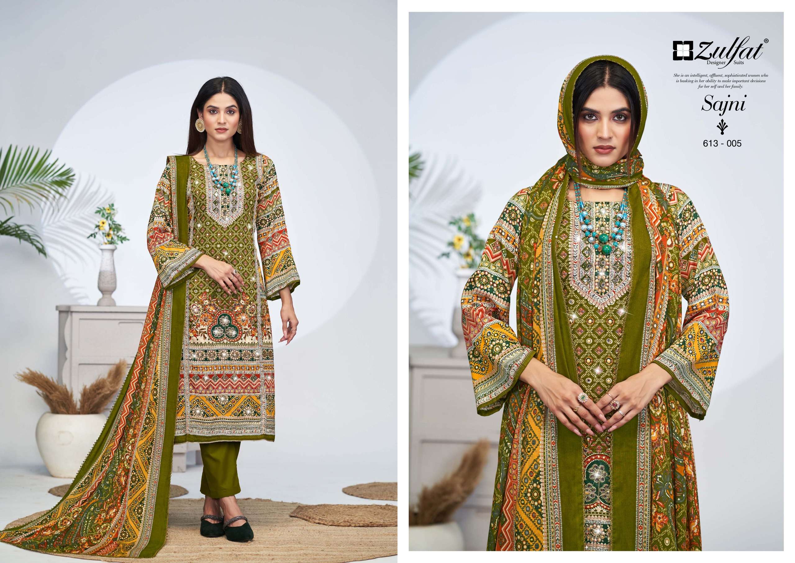 ZULFAT DESIGNER SUITS SAJNI VOL 4 JAM COTTON PRINT WITH FANCY WORK SUIT
