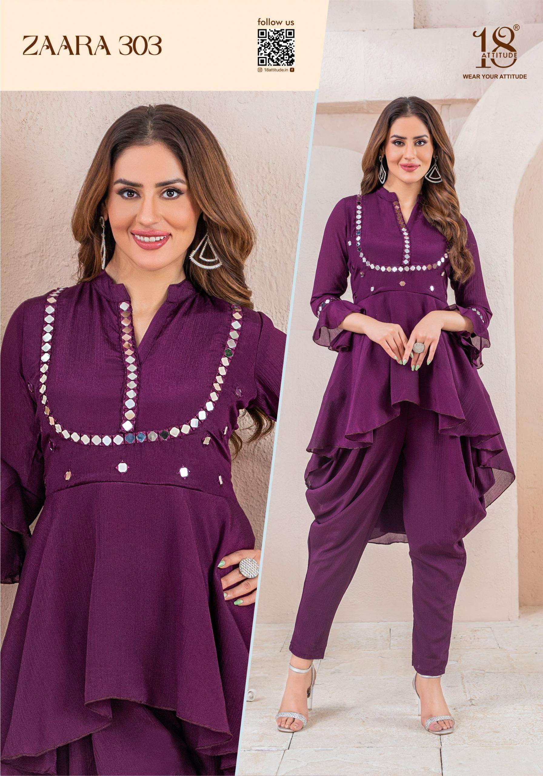 18 ATTITUDE  ZAARA VOL 3 PREETY LOOK DESIGNER CO-ORD SET