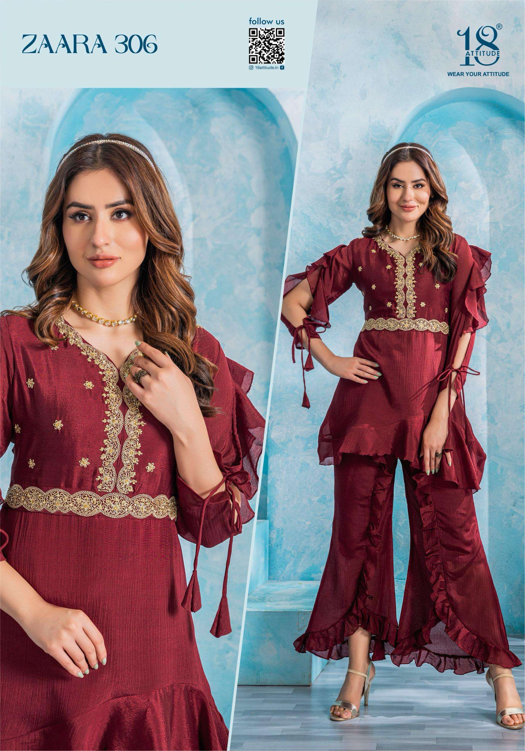 18 ATTITUDE  ZAARA VOL 3 PREETY LOOK DESIGNER CO-ORD SET