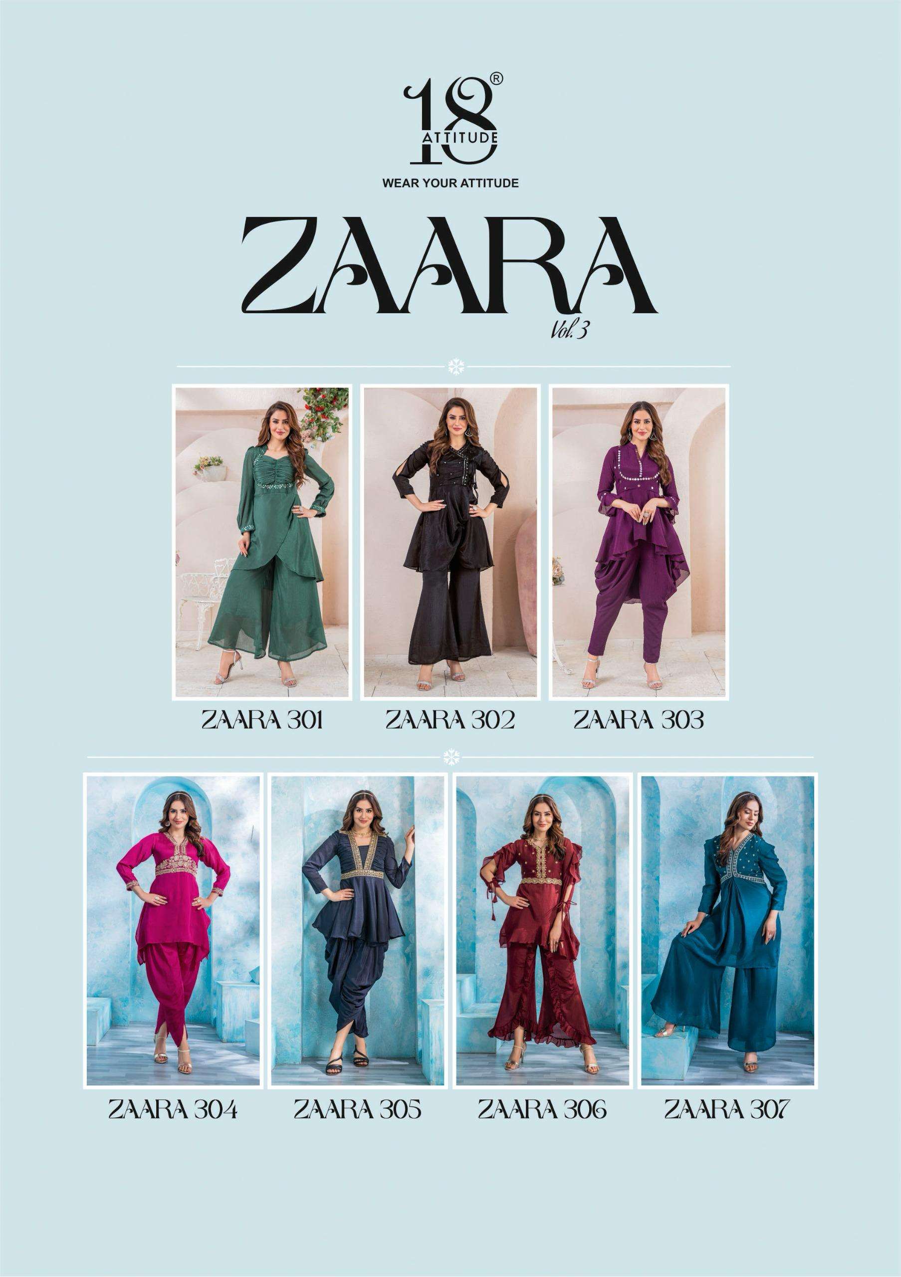 18 ATTITUDE  ZAARA VOL 3 PREETY LOOK DESIGNER CO-ORD SET