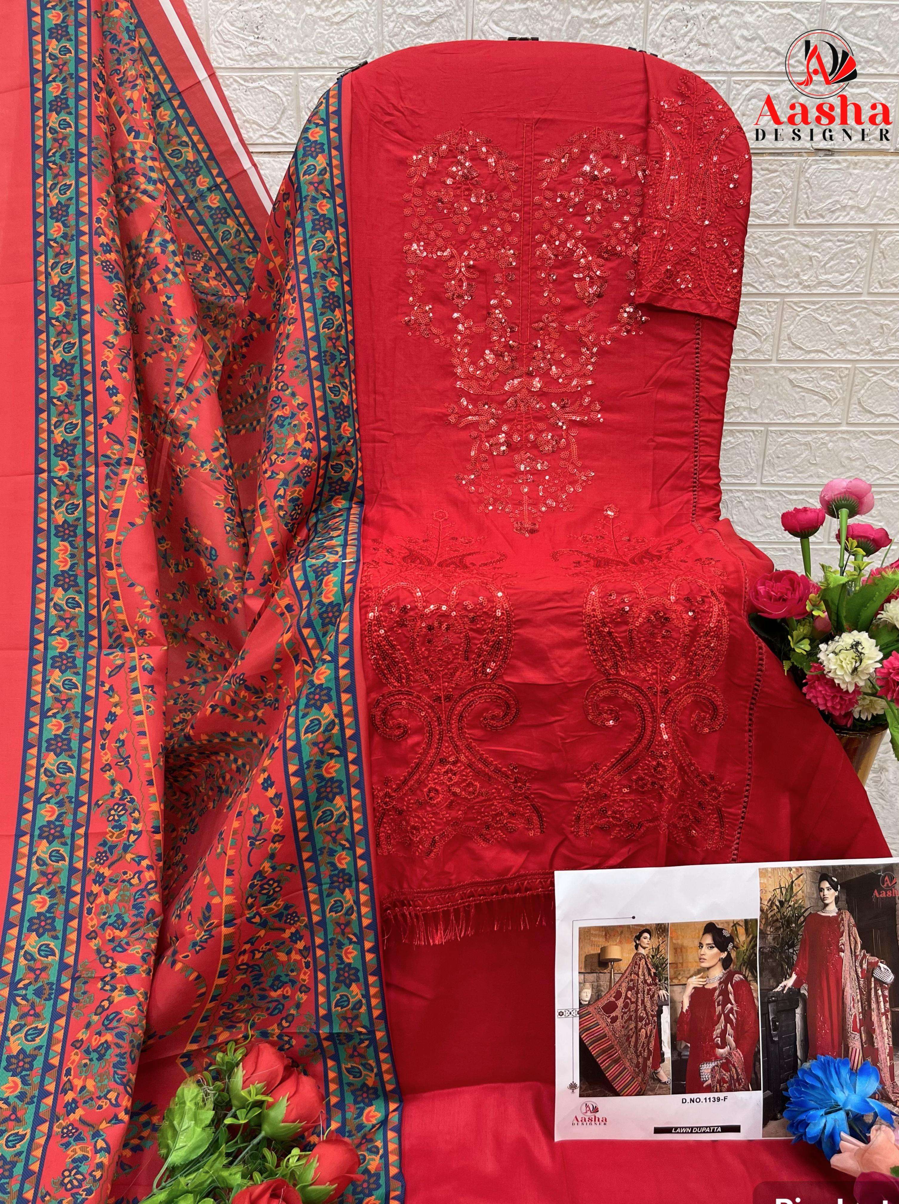 AASHA DESIGNER DESIGN NO - 1139 HEAVY RAYON SELF EMBROIDERED PARTY WEAR SUIT