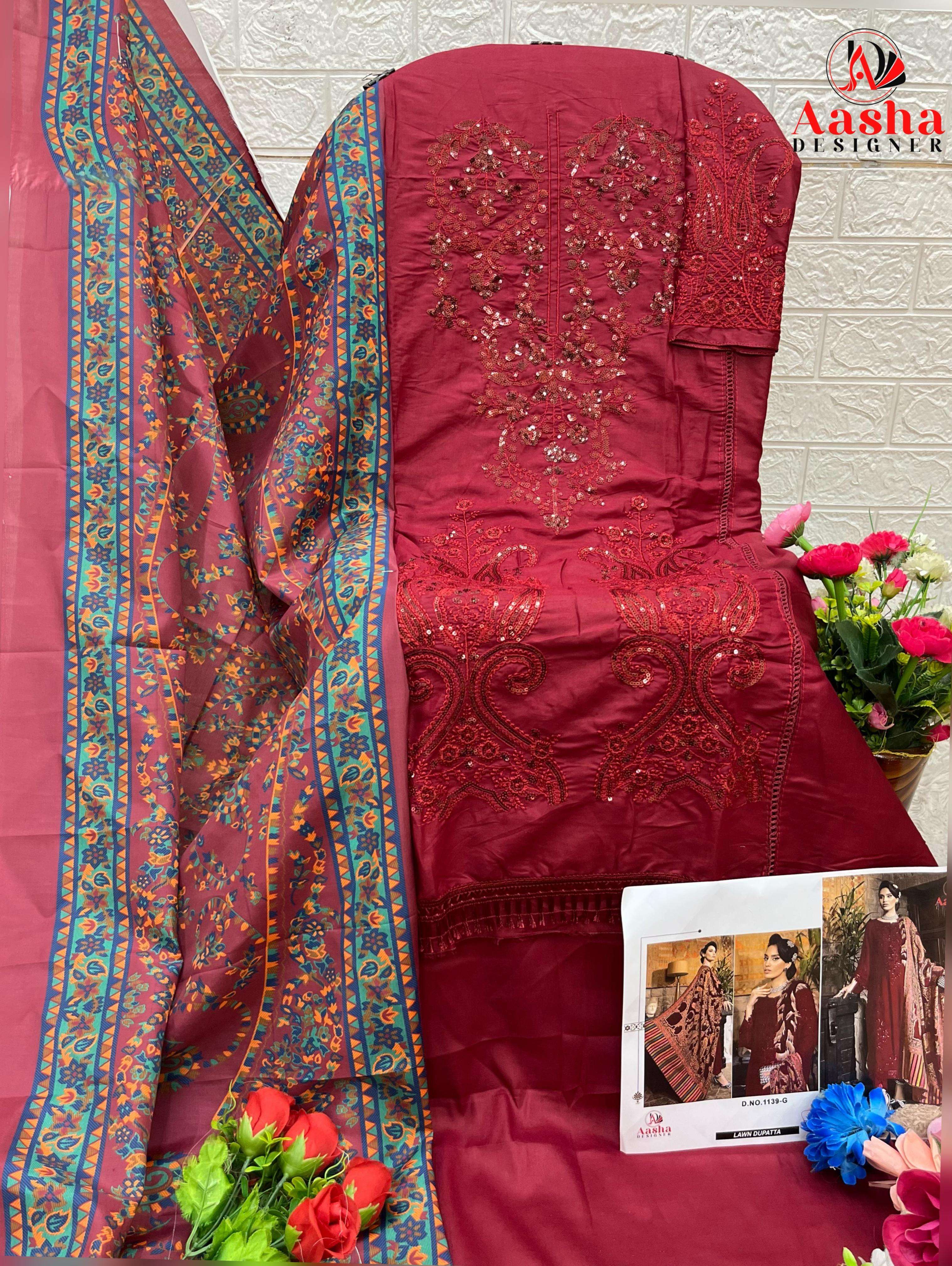 AASHA DESIGNER DESIGN NO - 1139 HEAVY RAYON SELF EMBROIDERED PARTY WEAR SUIT