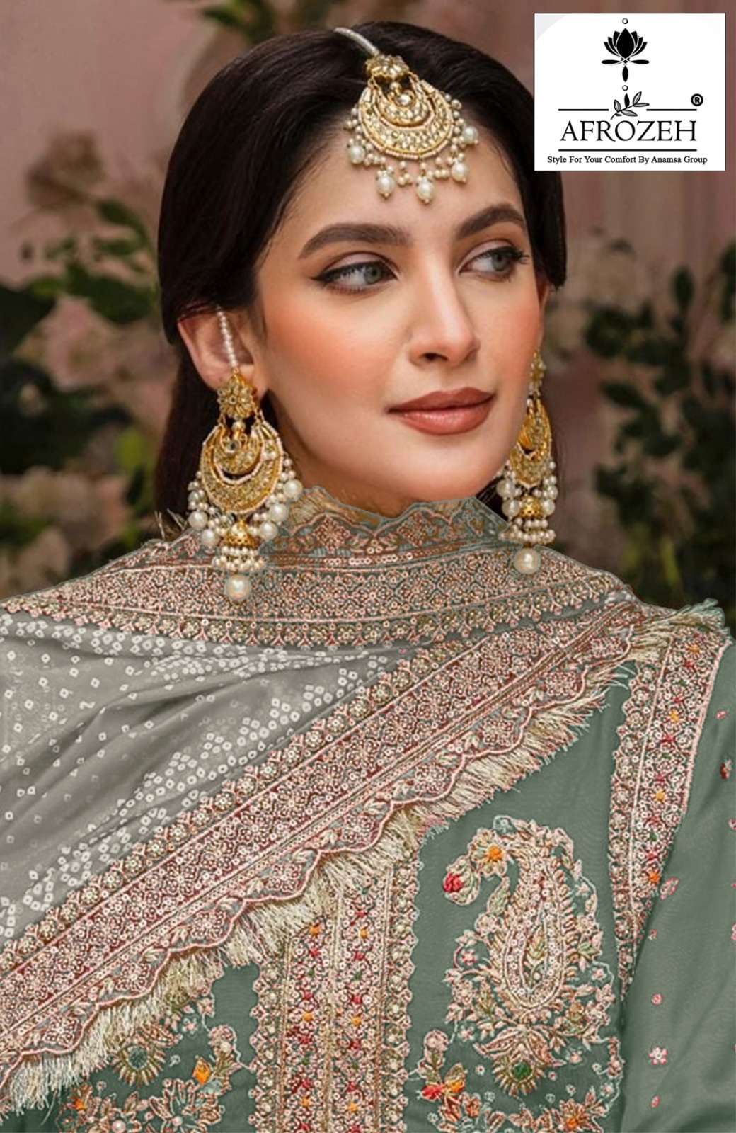 AFROZEH DESIGN NO - 218 ABCD FOX GEORGETTE HEAVY EMBROIDEREDE BEAUTIFUL DESIGN PARTY WEAR SUIT