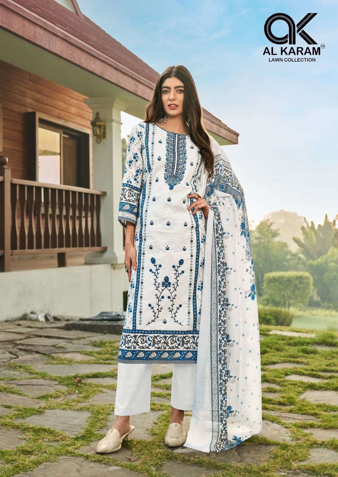 AL KARAM DILSHAD LAWN COTTON FANCY WORK SUIT
