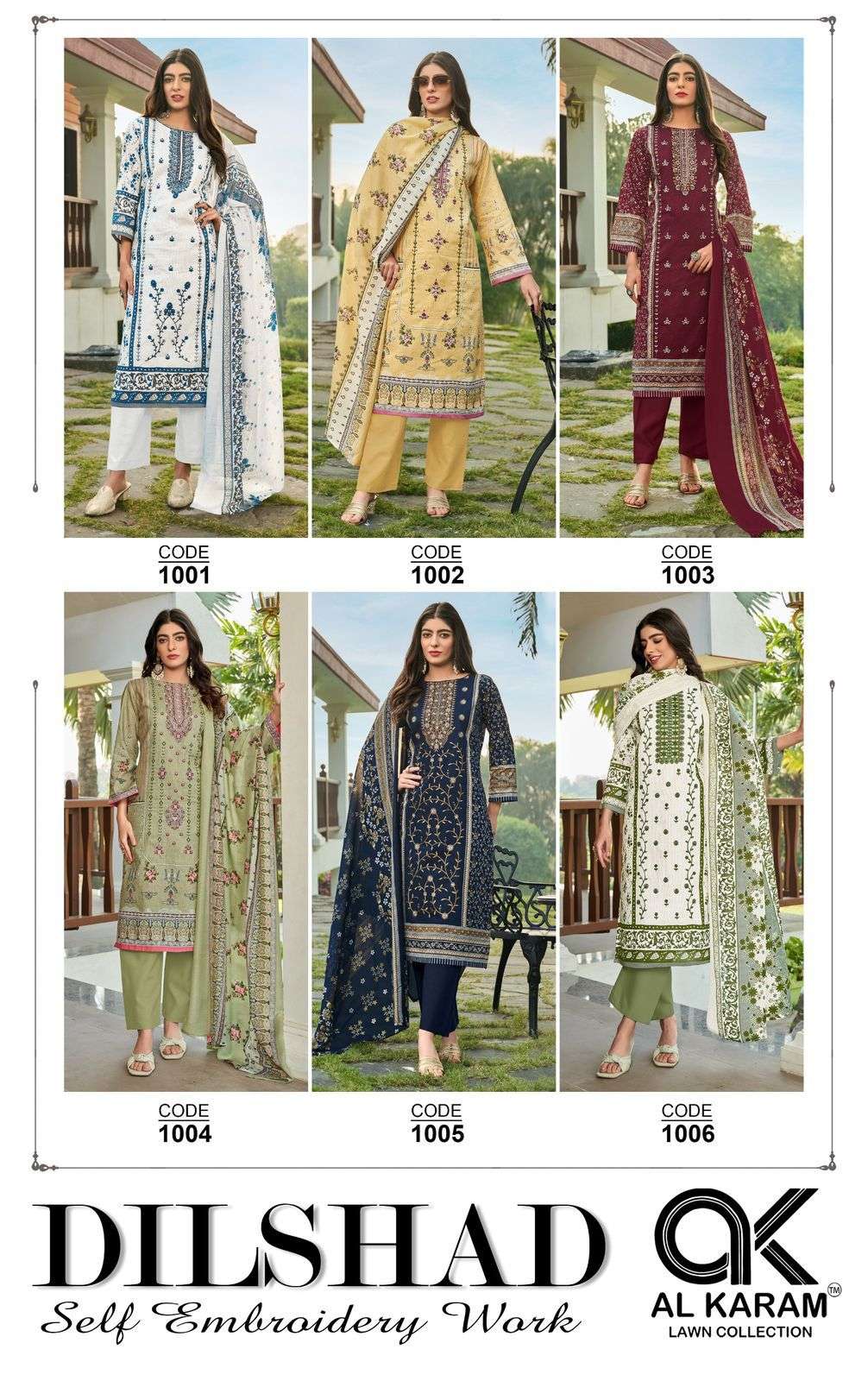 AL KARAM DILSHAD LAWN COTTON FANCY WORK SUIT