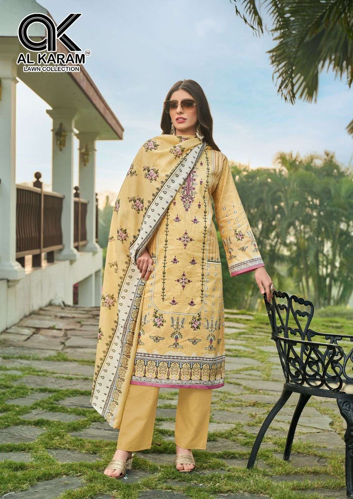 AL KARAM DILSHAD LAWN COTTON FANCY WORK SUIT