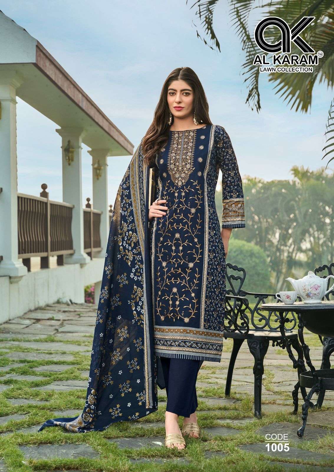 AL KARAM DILSHAD LAWN COTTON FANCY WORK SUIT