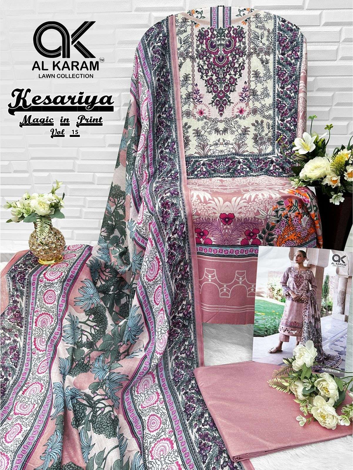 AL KARAM KESARIYA MAGIC IN PRINT VOL 15 CAMBRIC COTTON DIGITAL PRINTS SUIT