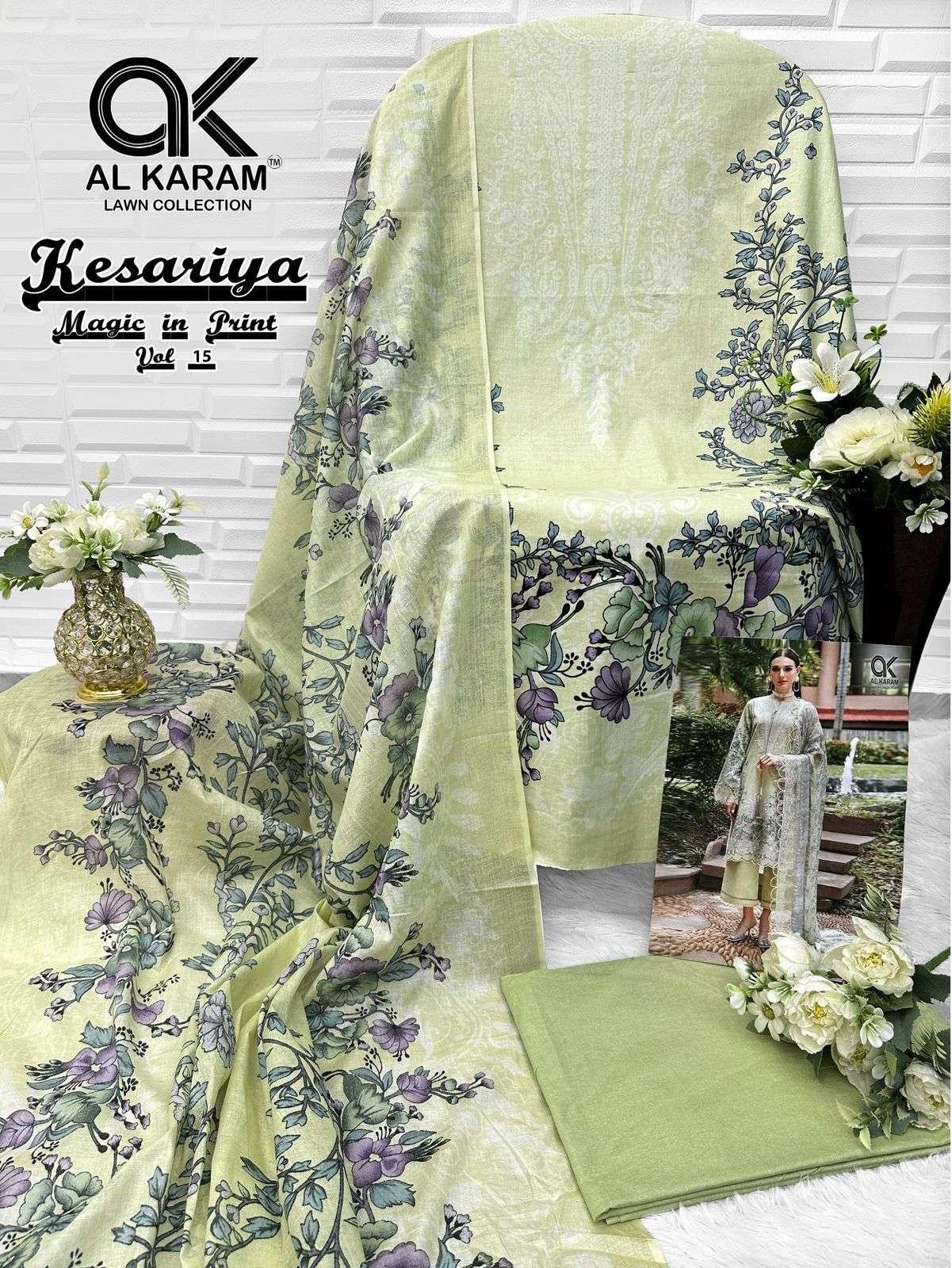 AL KARAM KESARIYA MAGIC IN PRINT VOL 15 CAMBRIC COTTON DIGITAL PRINTS SUIT