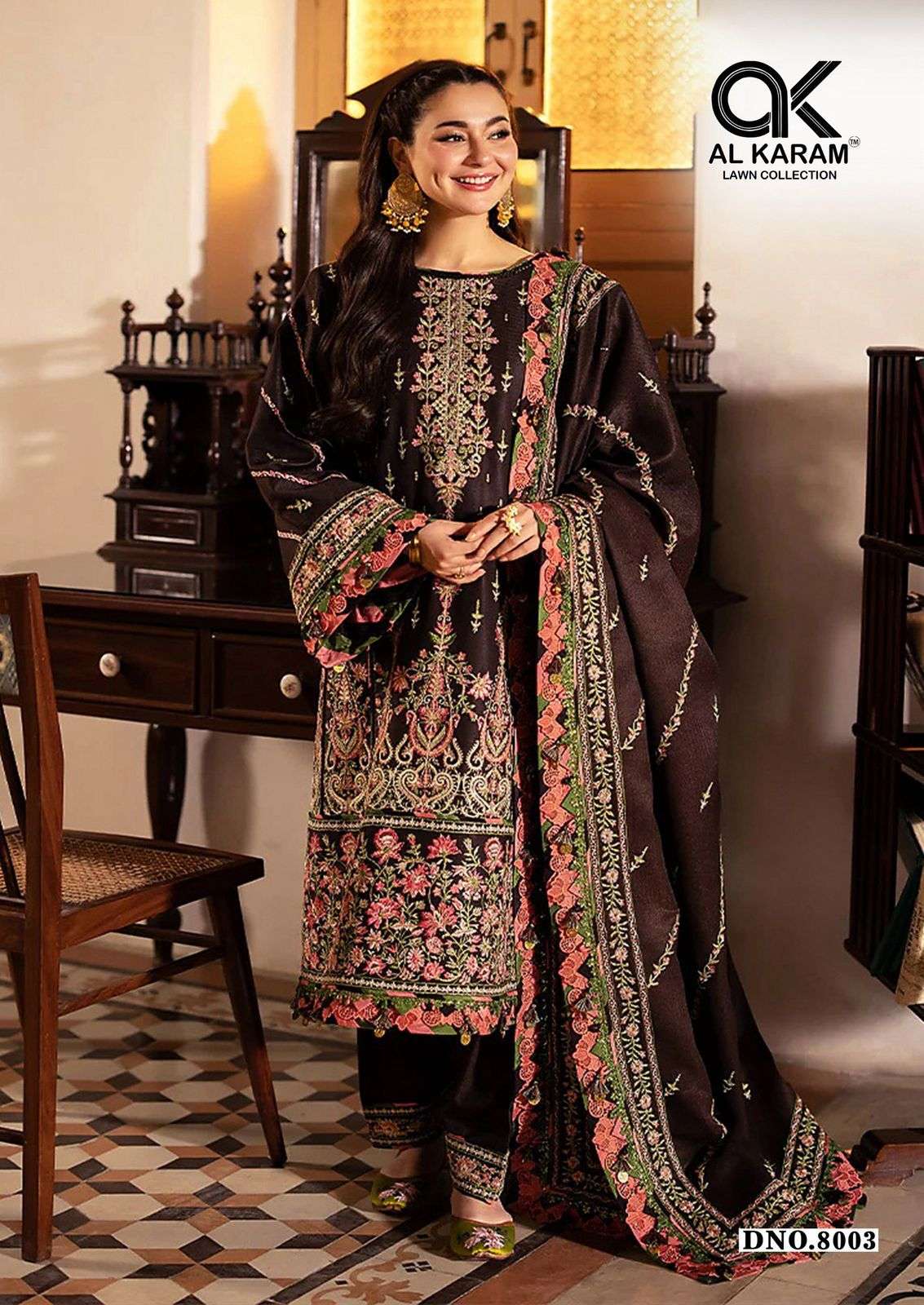 AL KARAM QUEENS COURT VOL 8 CAMBRIC COTTON DIGITAL PRINTS SUIT