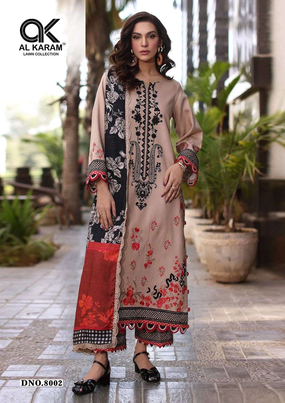 AL KARAM QUEENS COURT VOL 8 CAMBRIC COTTON DIGITAL PRINTS SUIT
