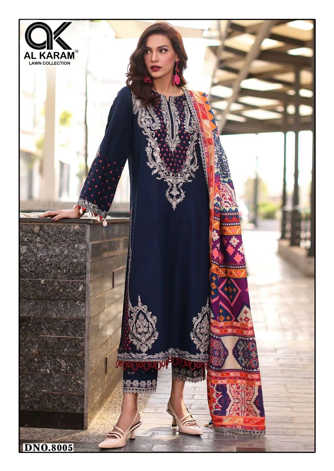 AL KARAM QUEENS COURT VOL 8 CAMBRIC COTTON DIGITAL PRINTS SUIT