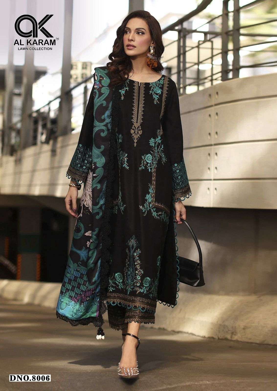 AL KARAM QUEENS COURT VOL 8 CAMBRIC COTTON DIGITAL PRINTS SUIT