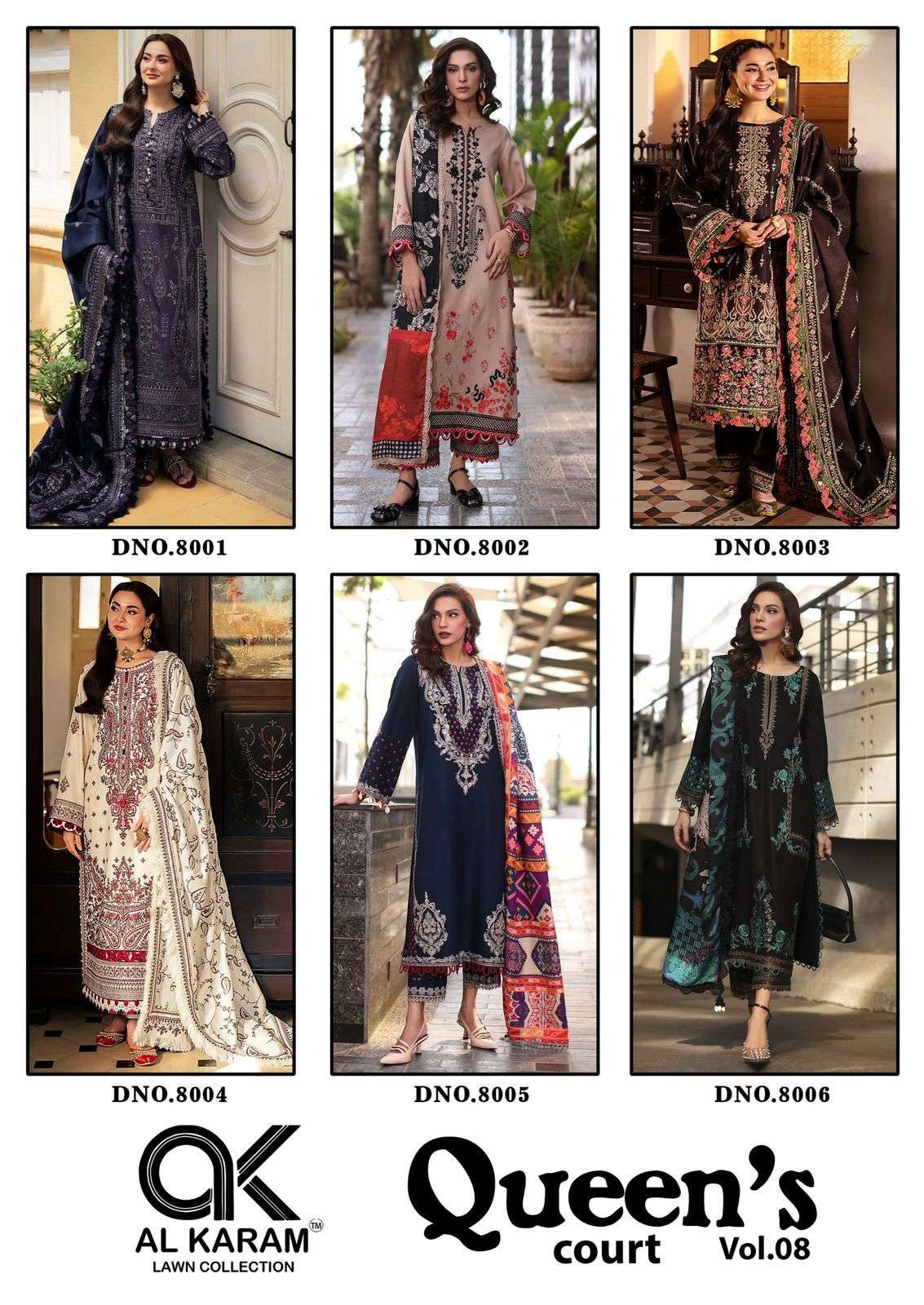 AL KARAM QUEENS COURT VOL 8 CAMBRIC COTTON DIGITAL PRINTS SUIT