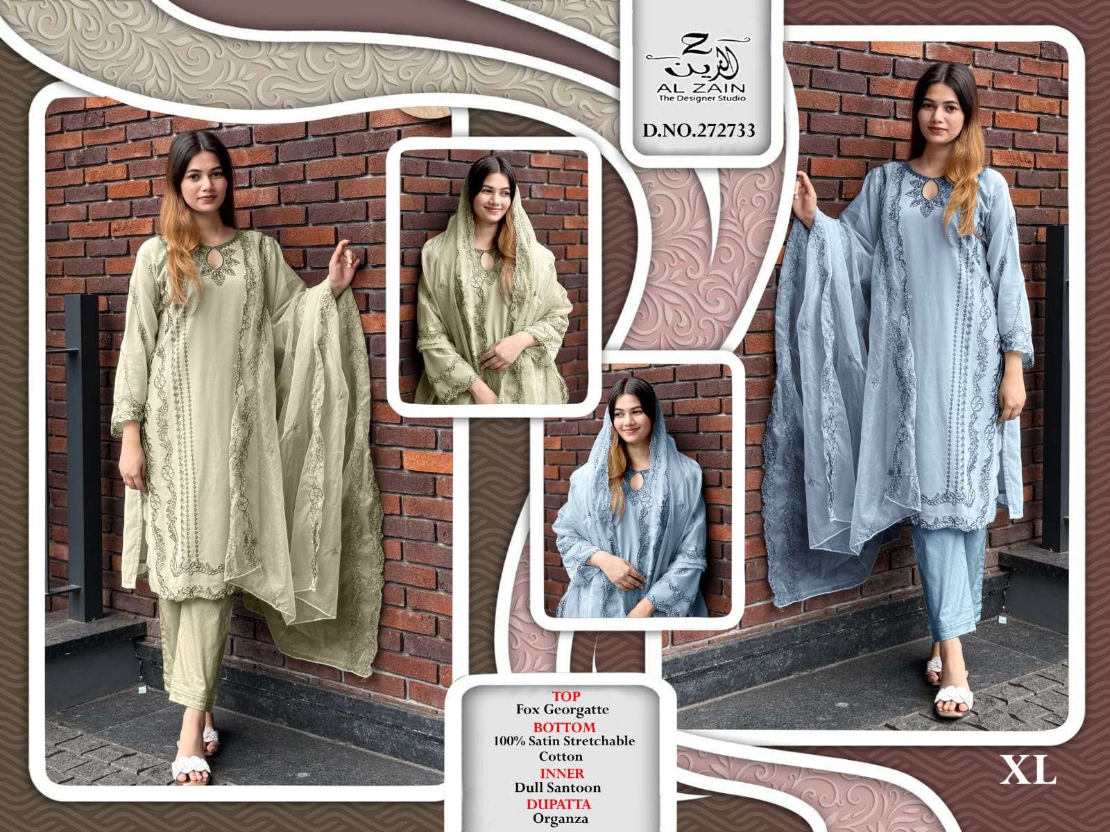 AL ZAIN D NO  272733 GEORGETTE BEAUTIFUL LOOK DESIGNER PAKISTANI SUIT