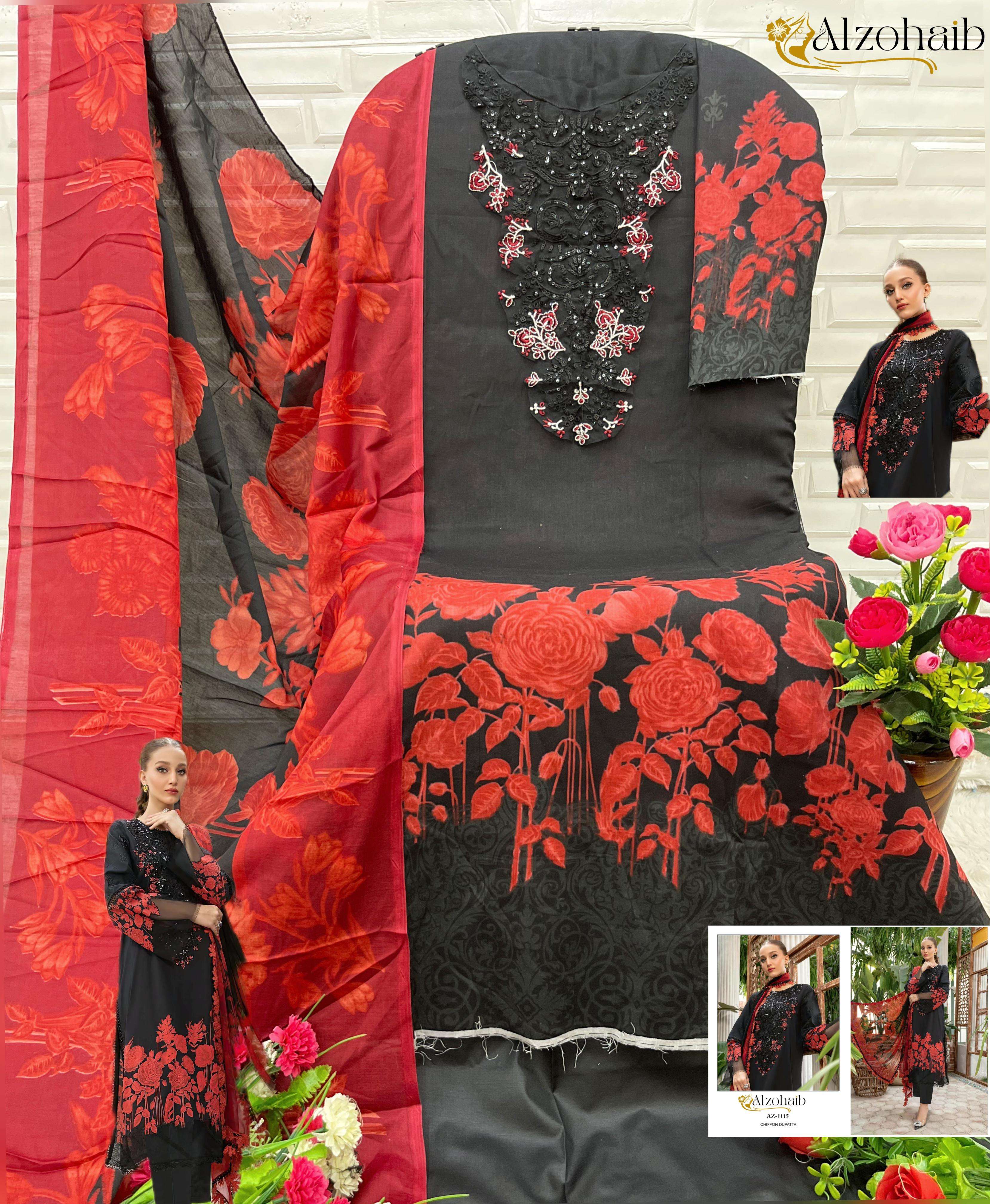 AL ZOHAIB DESIGN NO - 1115-1126-1127-1128 PURE COTTON PRINT PATCH WORK PAKISTANI SALWAR SUIT