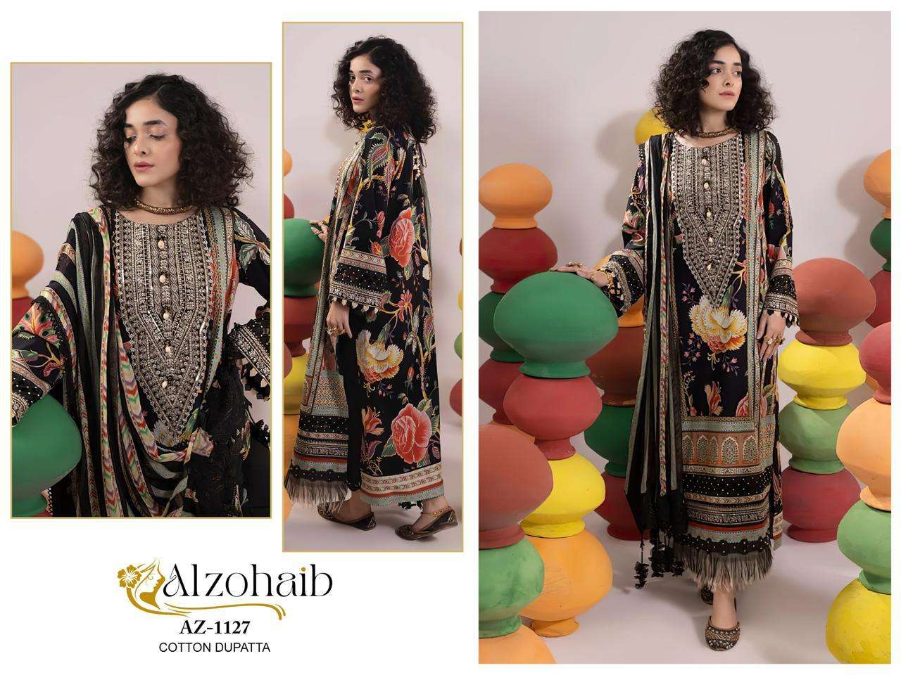 AL ZOHAIB DESIGN NO - 1115-1126-1127-1128 PURE COTTON PRINT PATCH WORK PAKISTANI SALWAR SUIT