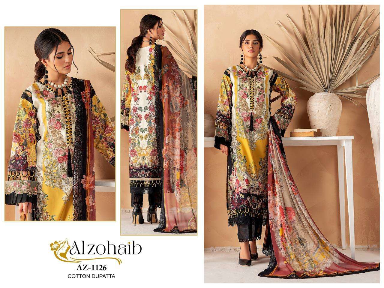 AL ZOHAIB DESIGN NO - 1115-1126-1127-1128 PURE COTTON PRINT PATCH WORK PAKISTANI SALWAR SUIT
