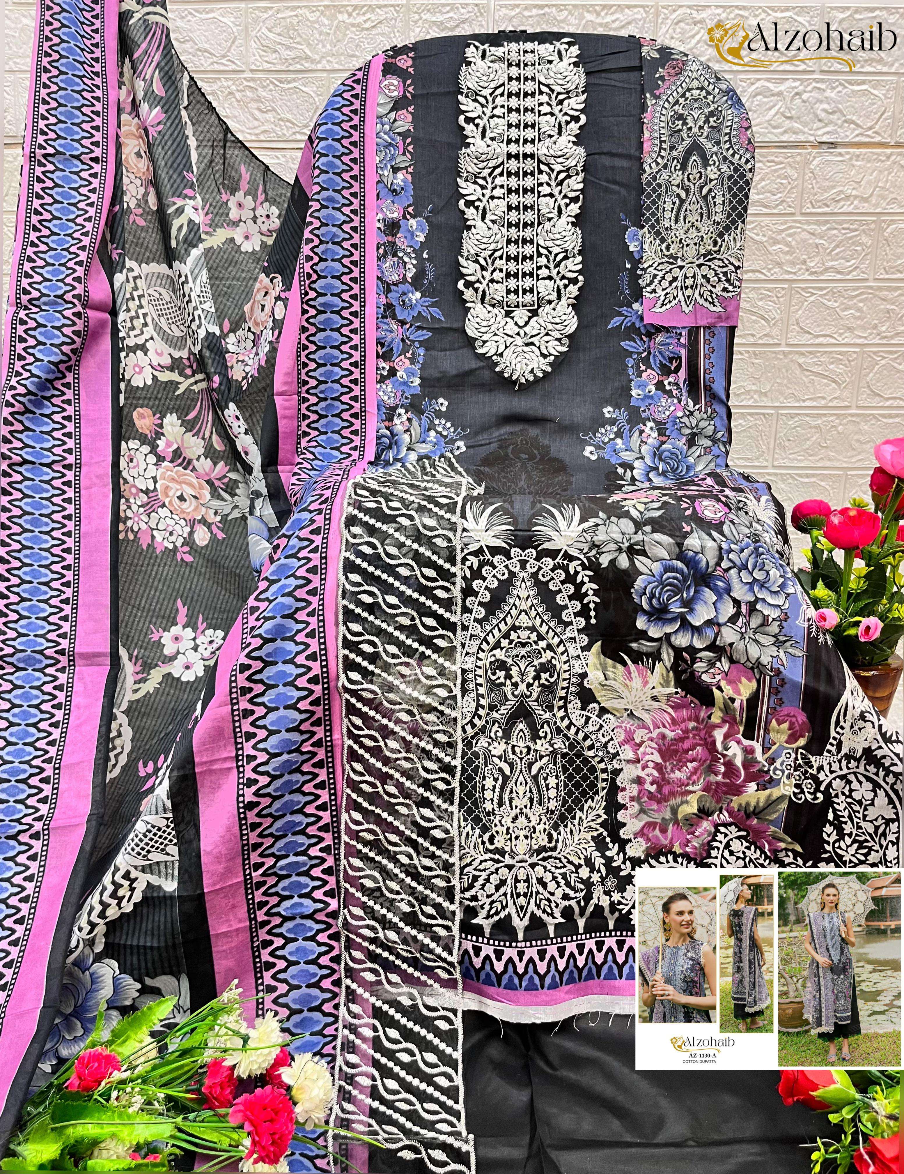 AL ZOHAIB DESIGN NO - AZ-1129-1130A-1130B-1132A-1132B-1163A-1163B-1164-1165-1145 PURE COTTON PRINT PATCH WORK PAKISTANI SALWAR SUIT