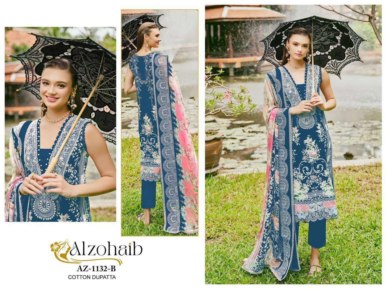 AL ZOHAIB DESIGN NO - AZ-1129-1130A-1130B-1132A-1132B-1163A-1163B-1164-1165-1145 PURE COTTON PRINT PATCH WORK PAKISTANI SALWAR SUIT
