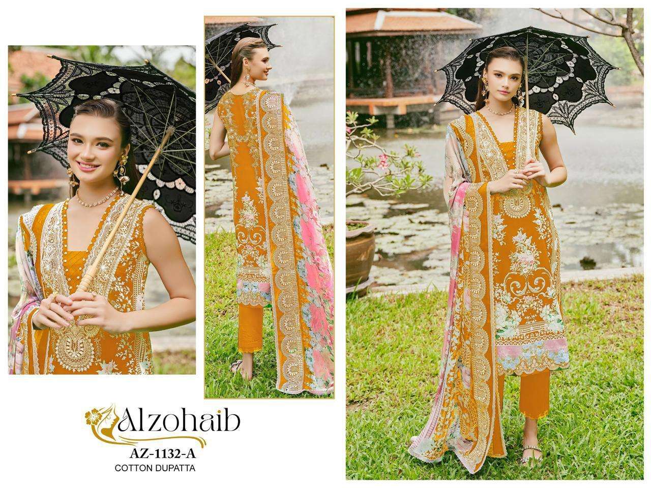 AL ZOHAIB DESIGN NO - AZ-1129-1130A-1130B-1132A-1132B-1163A-1163B-1164-1165-1145 PURE COTTON PRINT PATCH WORK PAKISTANI SALWAR SUIT