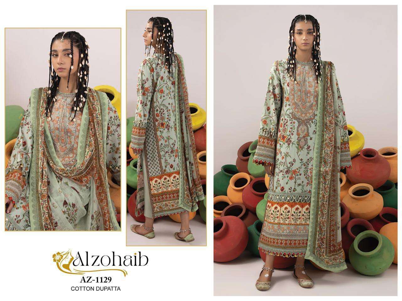 AL ZOHAIB DESIGN NO - AZ-1129-1130A-1130B-1132A-1132B-1163A-1163B-1164-1165-1145 PURE COTTON PRINT PATCH WORK PAKISTANI SALWAR SUIT