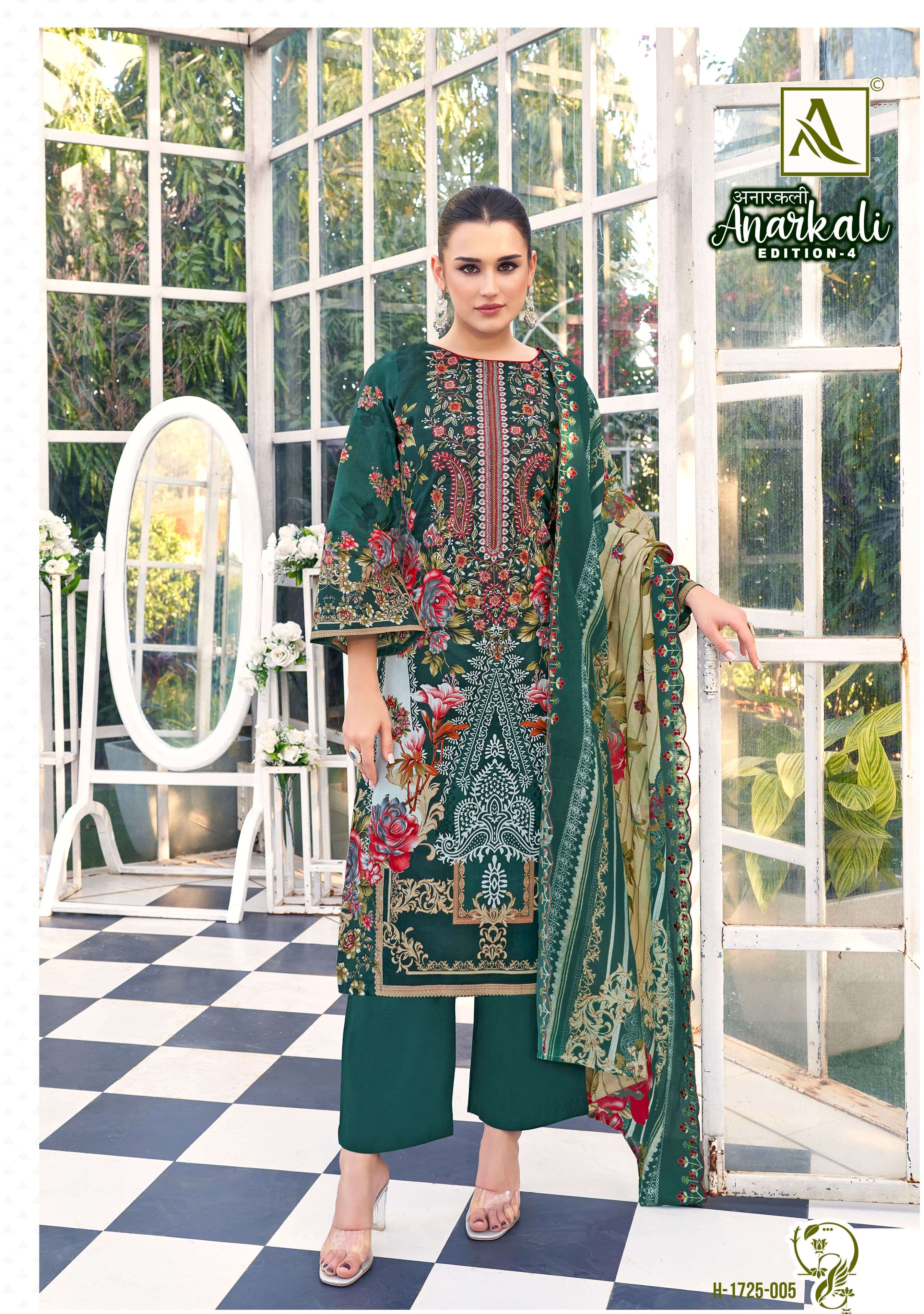 ALOK SUITS ANARKALI VOL 4 CAMBRIC COTTON PRINT WITH FANCY WORK SUIT