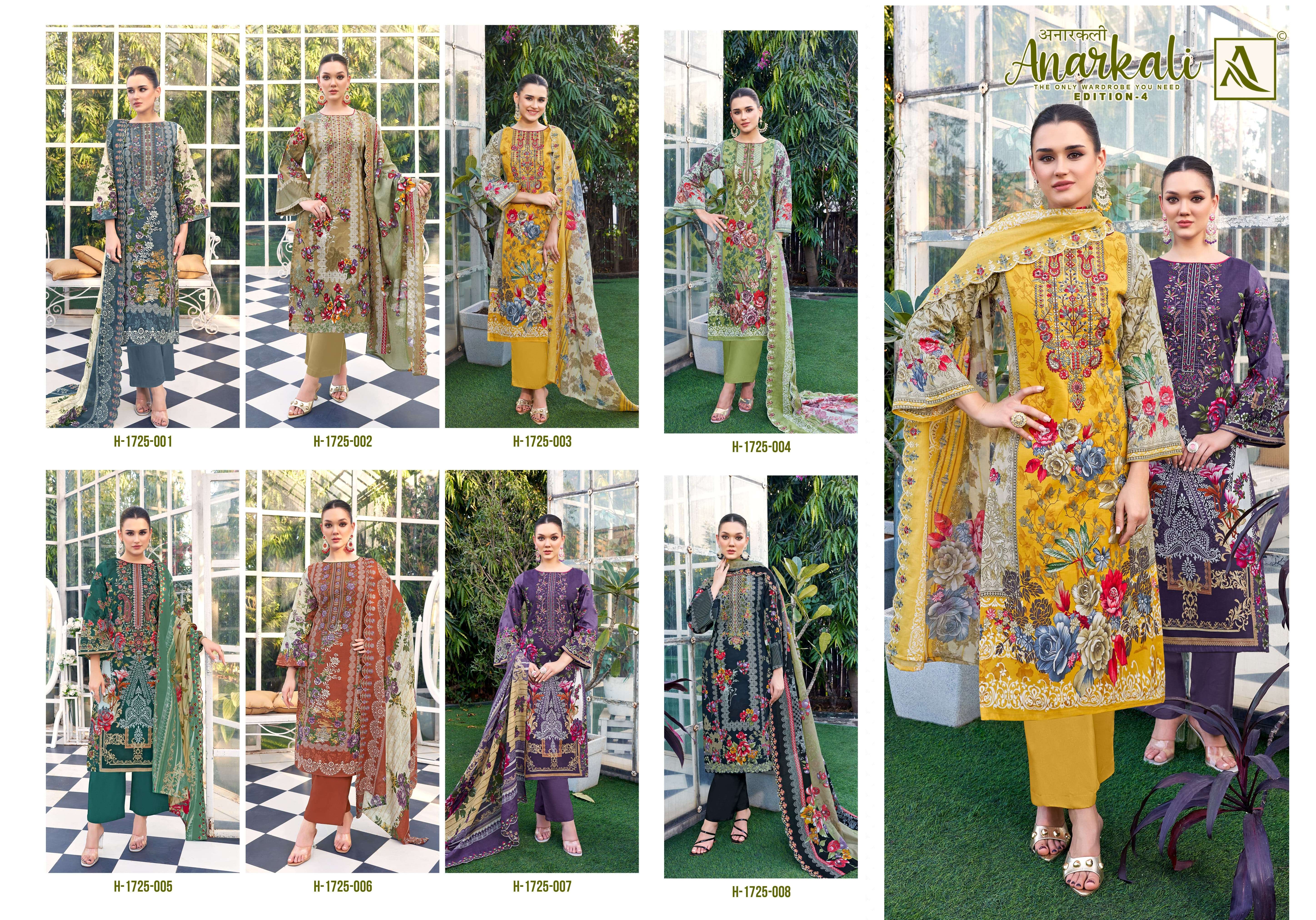 ALOK SUITS ANARKALI VOL 4 CAMBRIC COTTON PRINT WITH FANCY WORK SUIT
