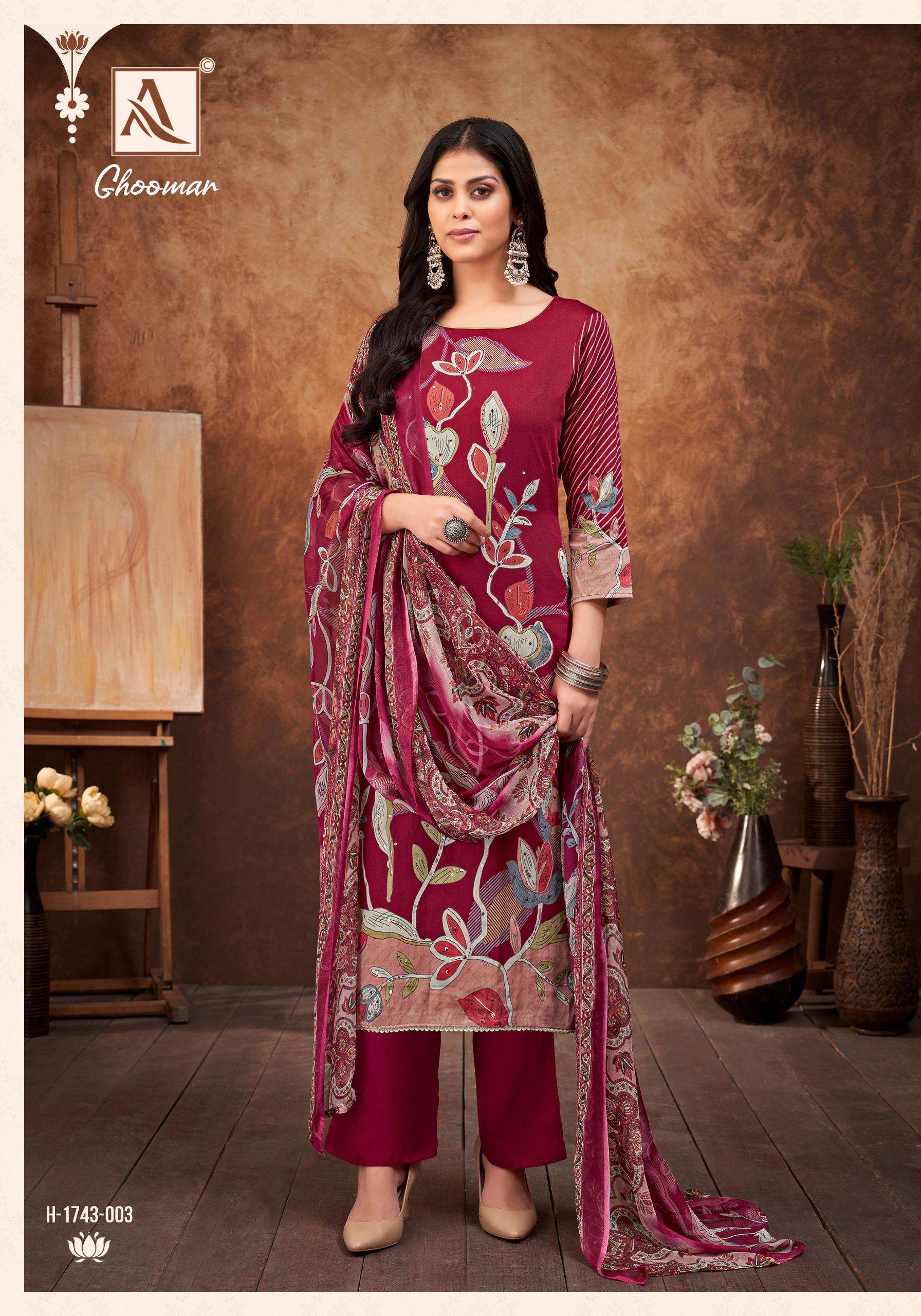 ALOK SUITS GHOOMER JAM COTTON PRINT WITH FANCY HAND WORK SUIT