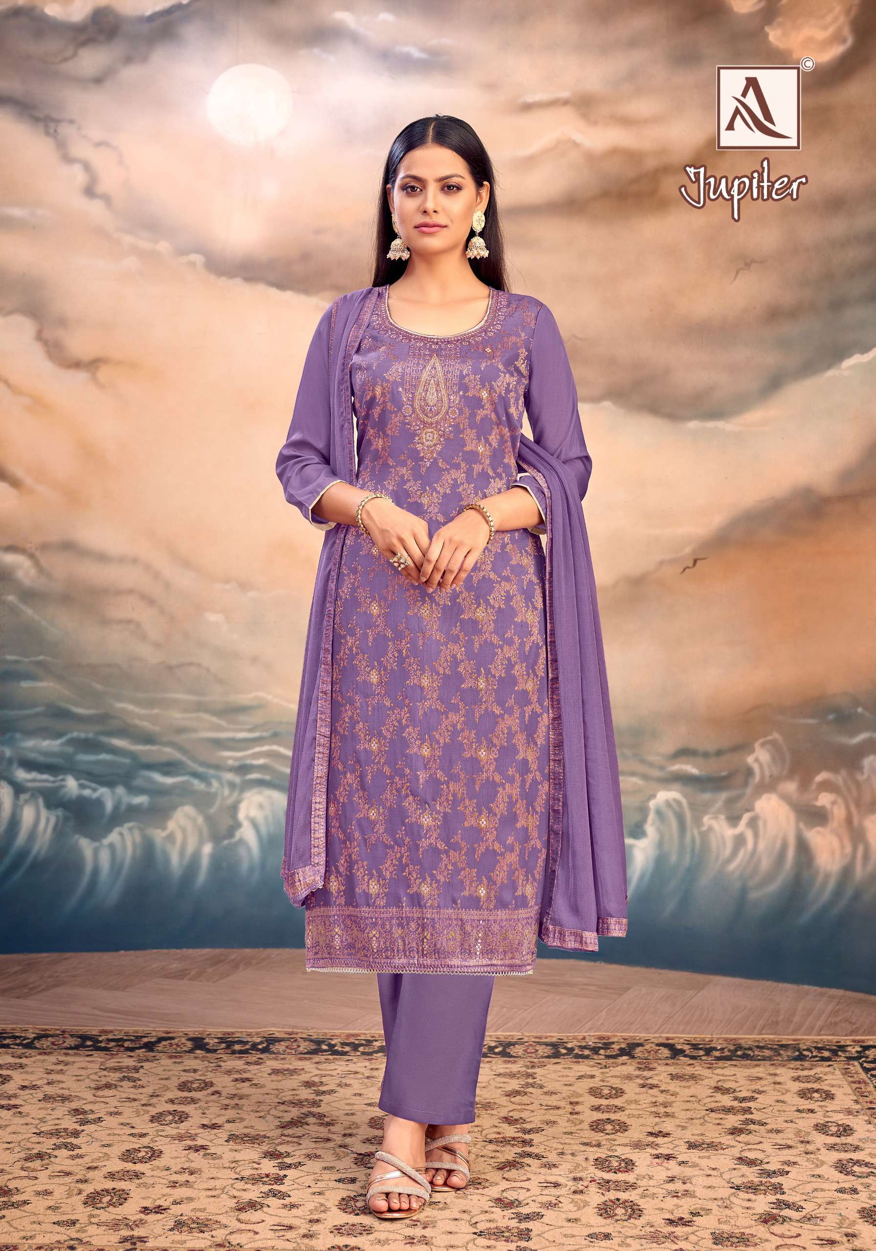 ALOK SUITS JUPITER MUSLIN JACQUARD FANCY WORK SUIT