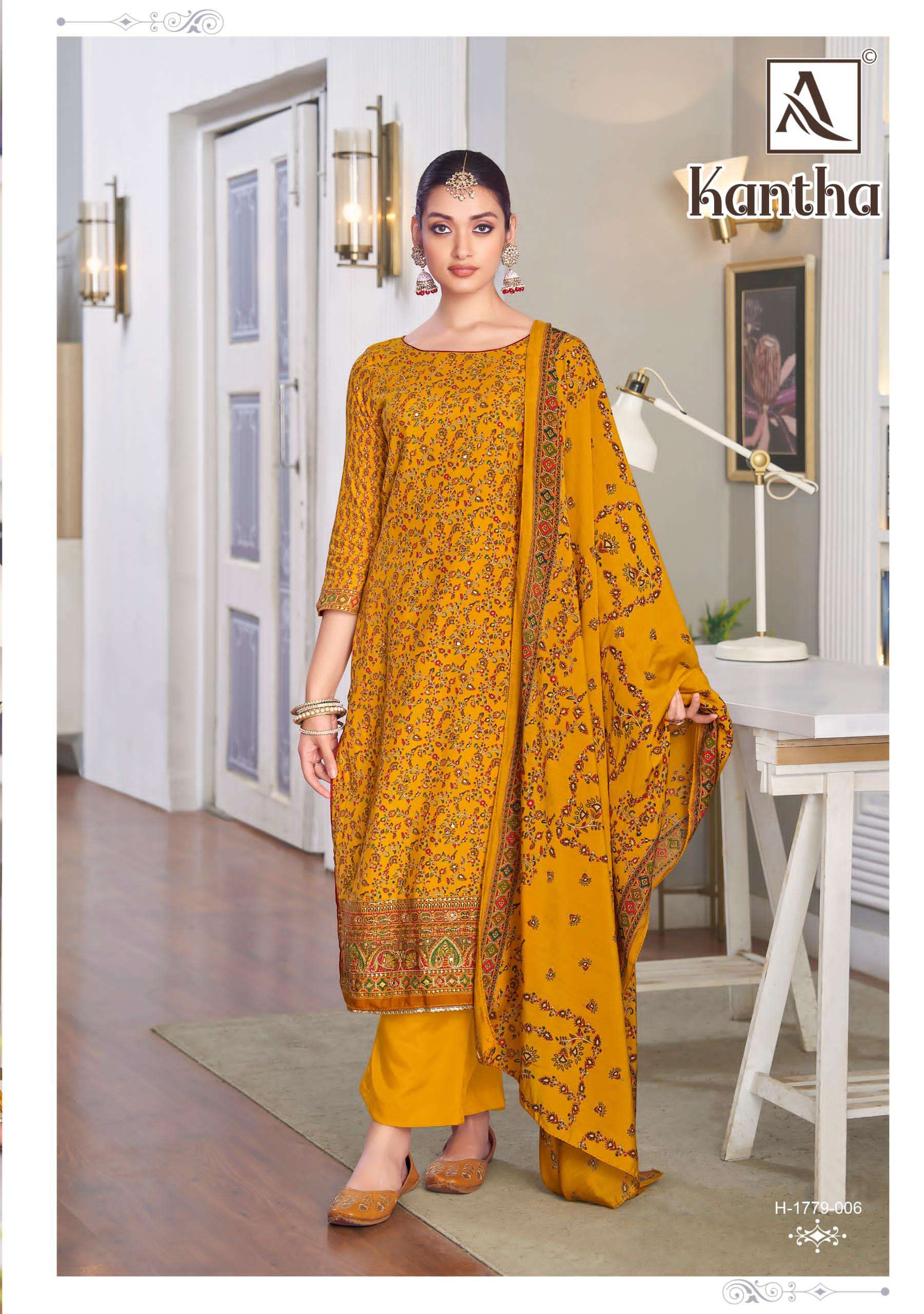 ALOK SUITS KANTHA VISCOSE PRINT WITH FANCY WORK SUIT