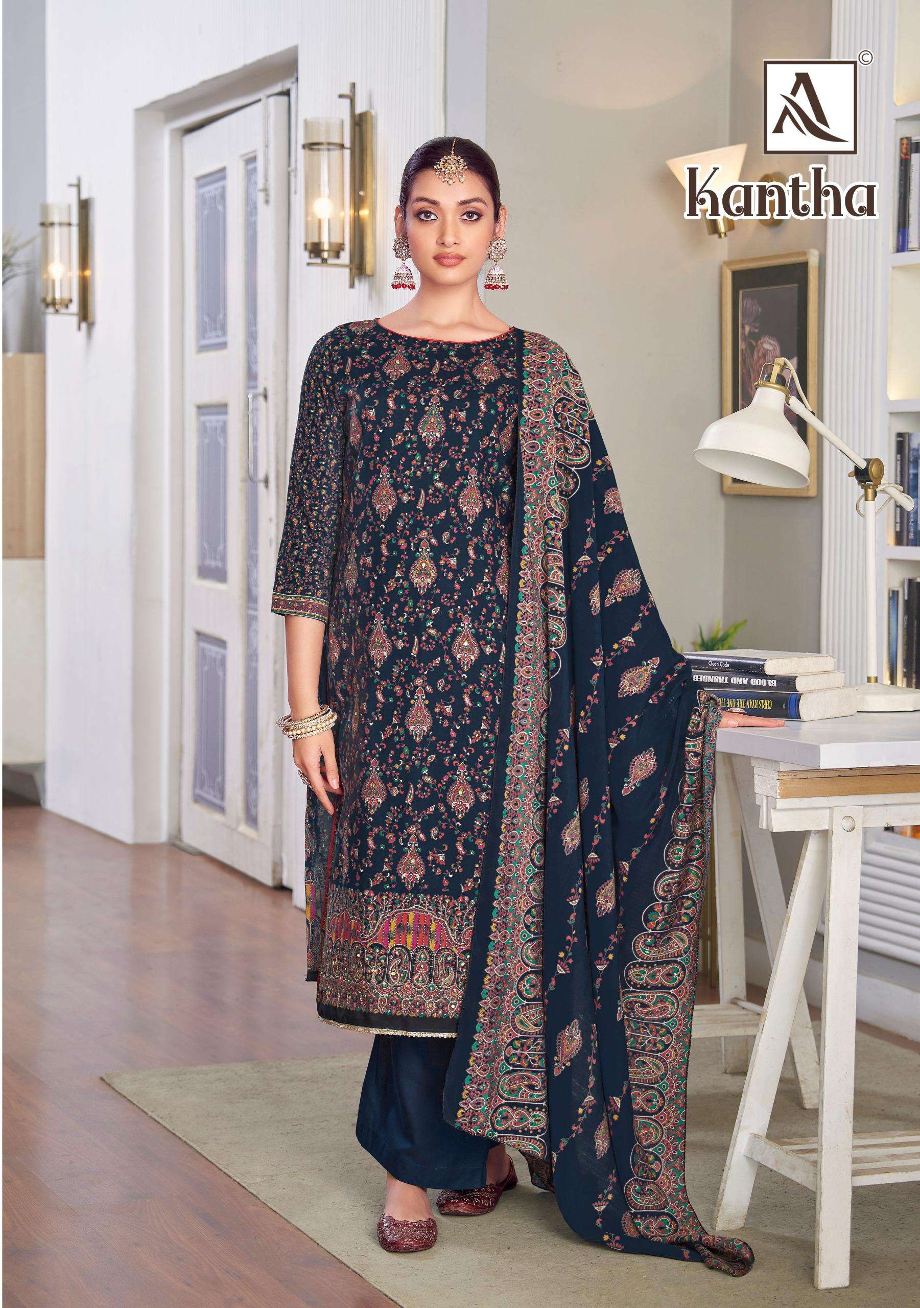ALOK SUITS KANTHA VISCOSE PRINT WITH FANCY WORK SUIT