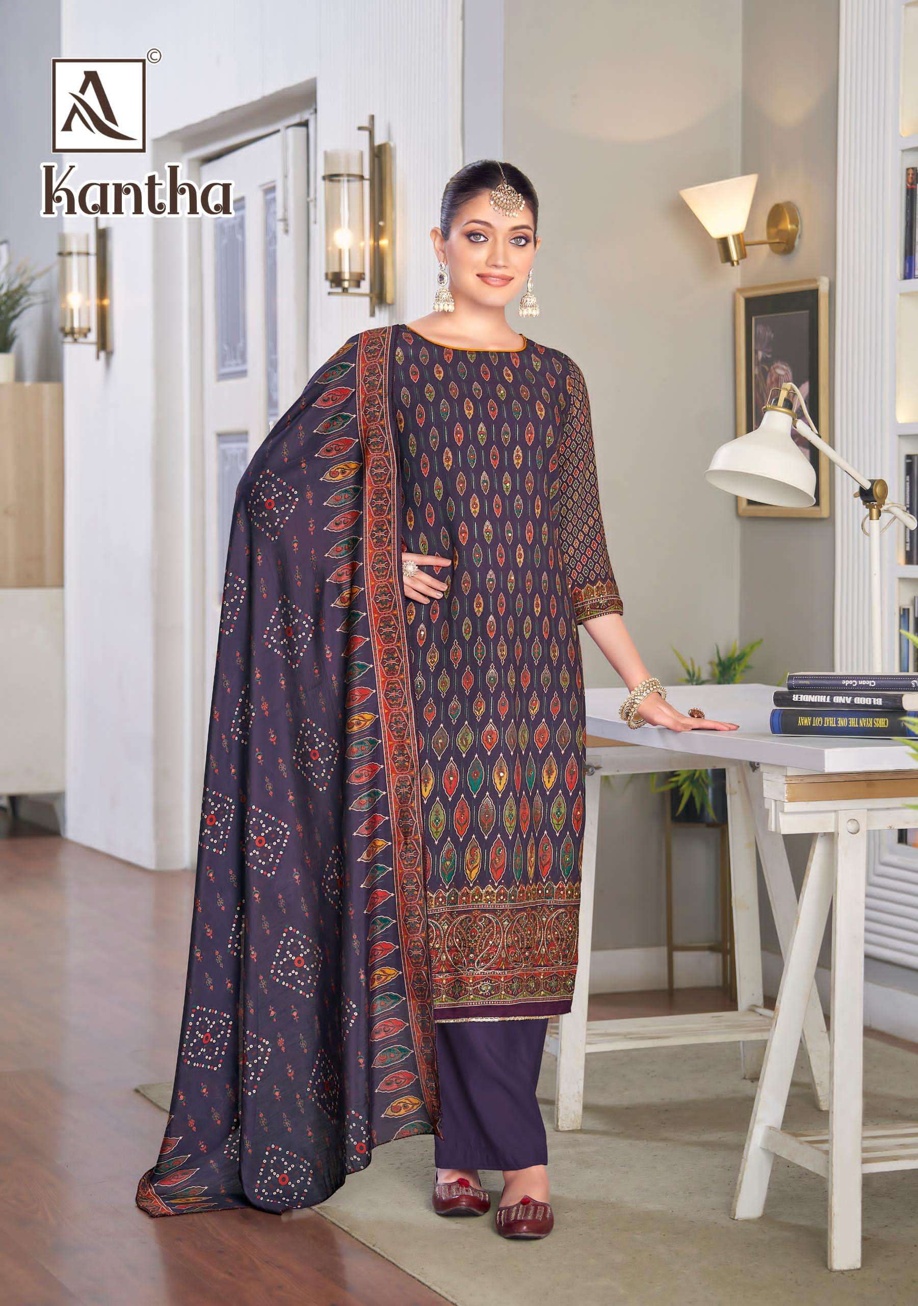 ALOK SUITS KANTHA VISCOSE PRINT WITH FANCY WORK SUIT