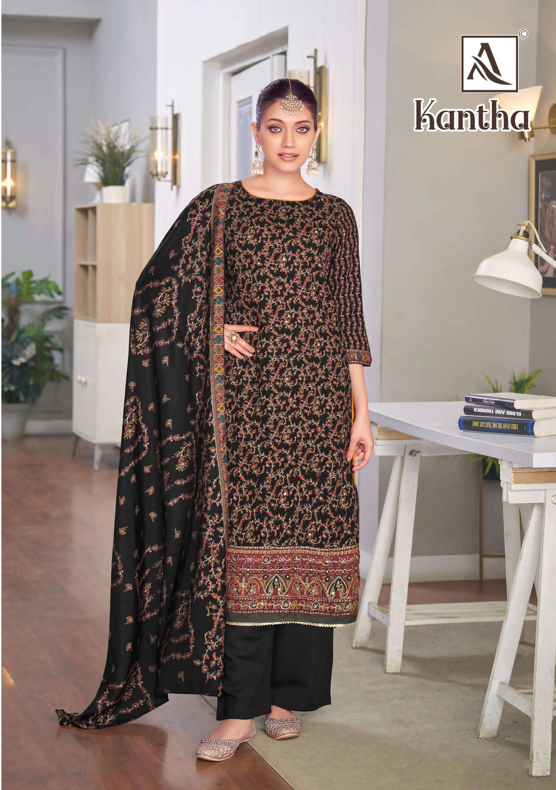 ALOK SUITS KANTHA VISCOSE PRINT WITH FANCY WORK SUIT