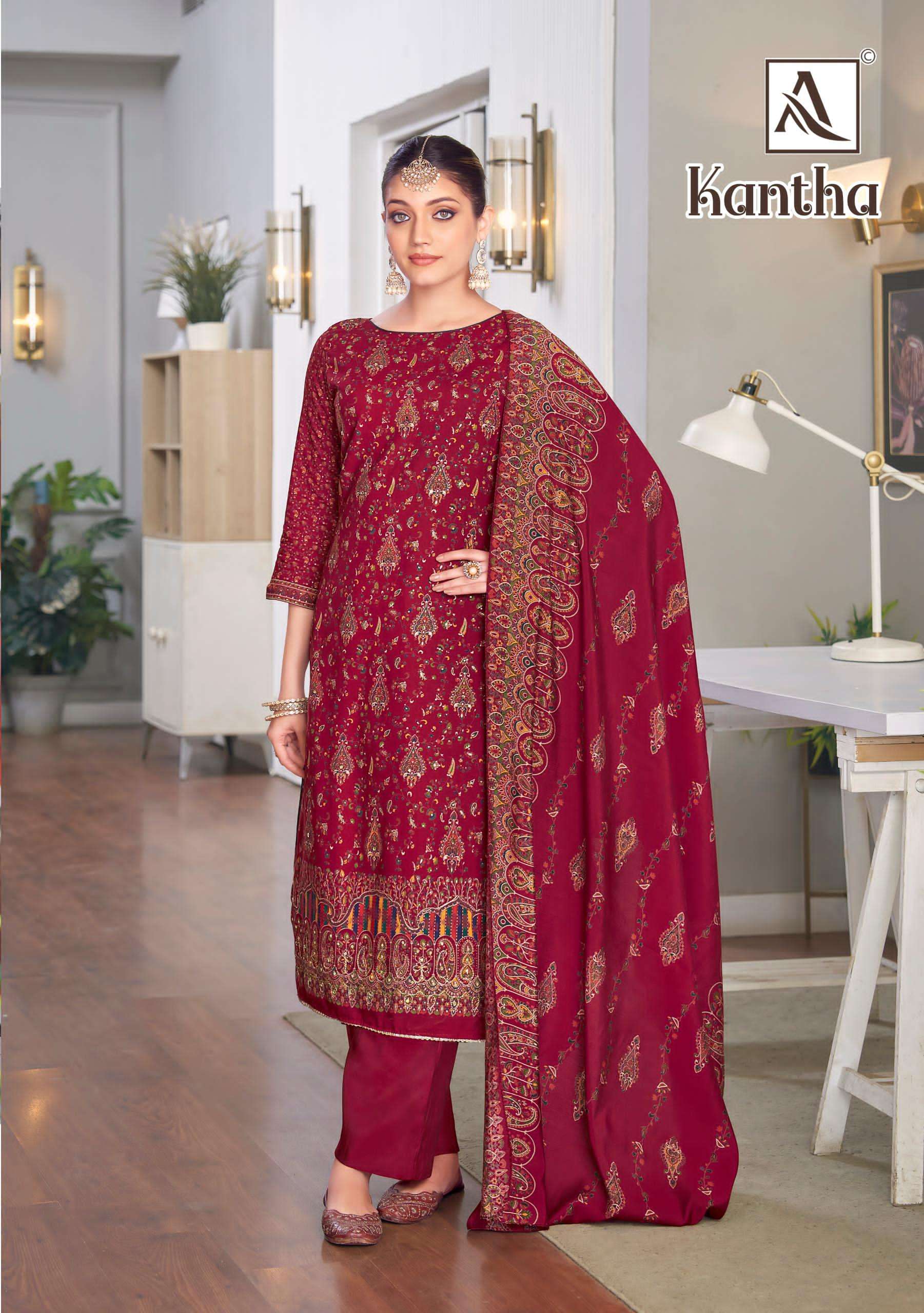 ALOK SUITS KANTHA VISCOSE PRINT WITH FANCY WORK SUIT