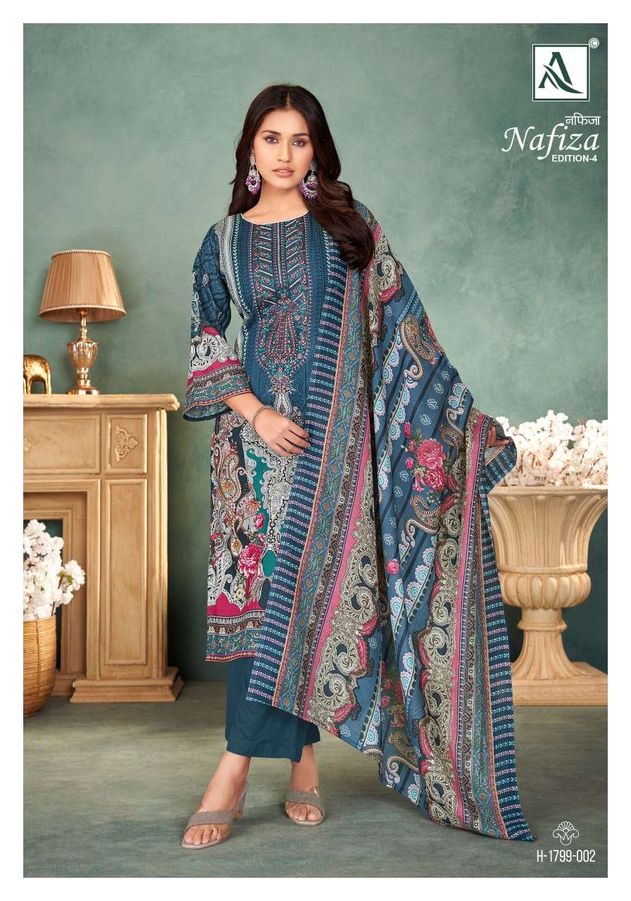 ALOK SUITS NAFIZA VOL 4 COTTON PAKISTANI PRINT WITH FANCY EMBROIDERY SUIT